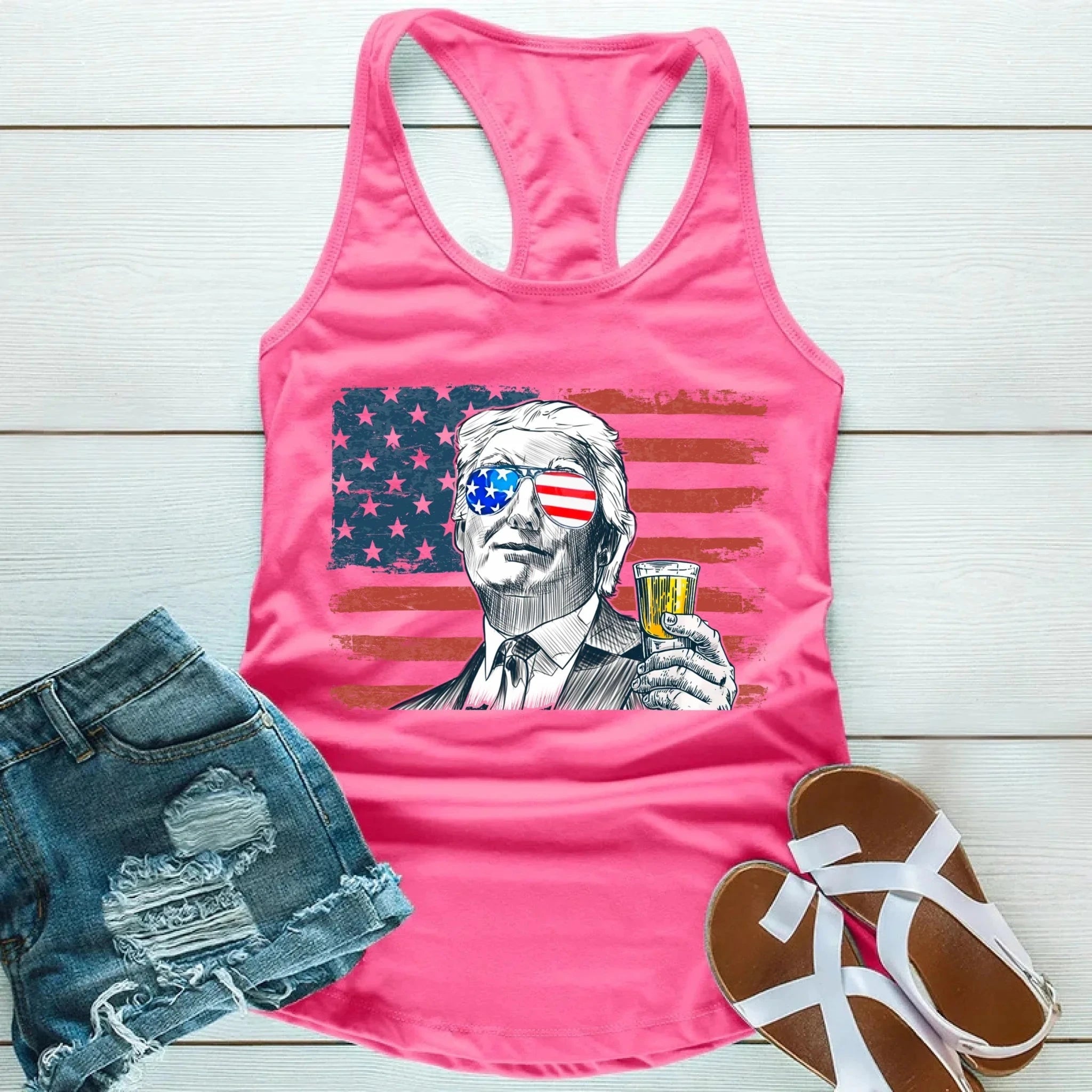 Donald Drunk Unisex Tank Top – Funny 4th of July Party Shirt Adorb.co
