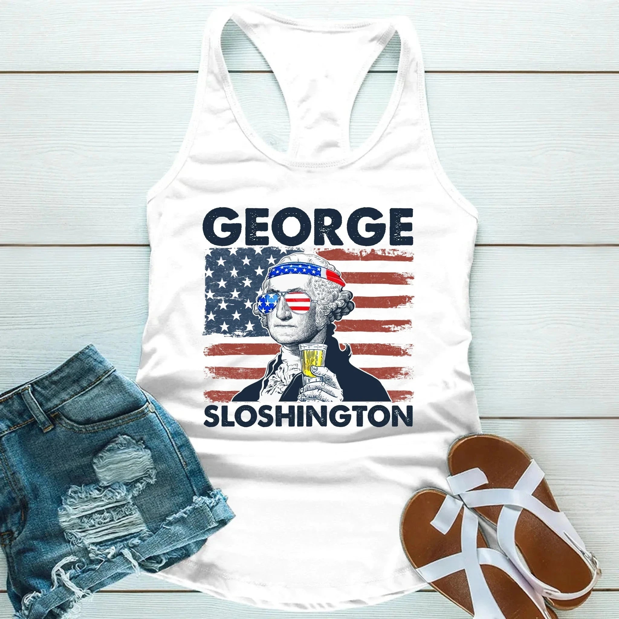 George Sloshington Unisex Tank Top – Founding Father Party Tee Adorb.co