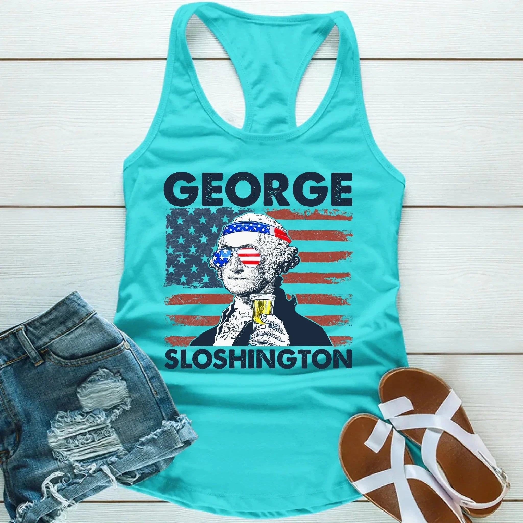 George Sloshington Unisex Tank Top – Founding Father Party Tee Adorb.co