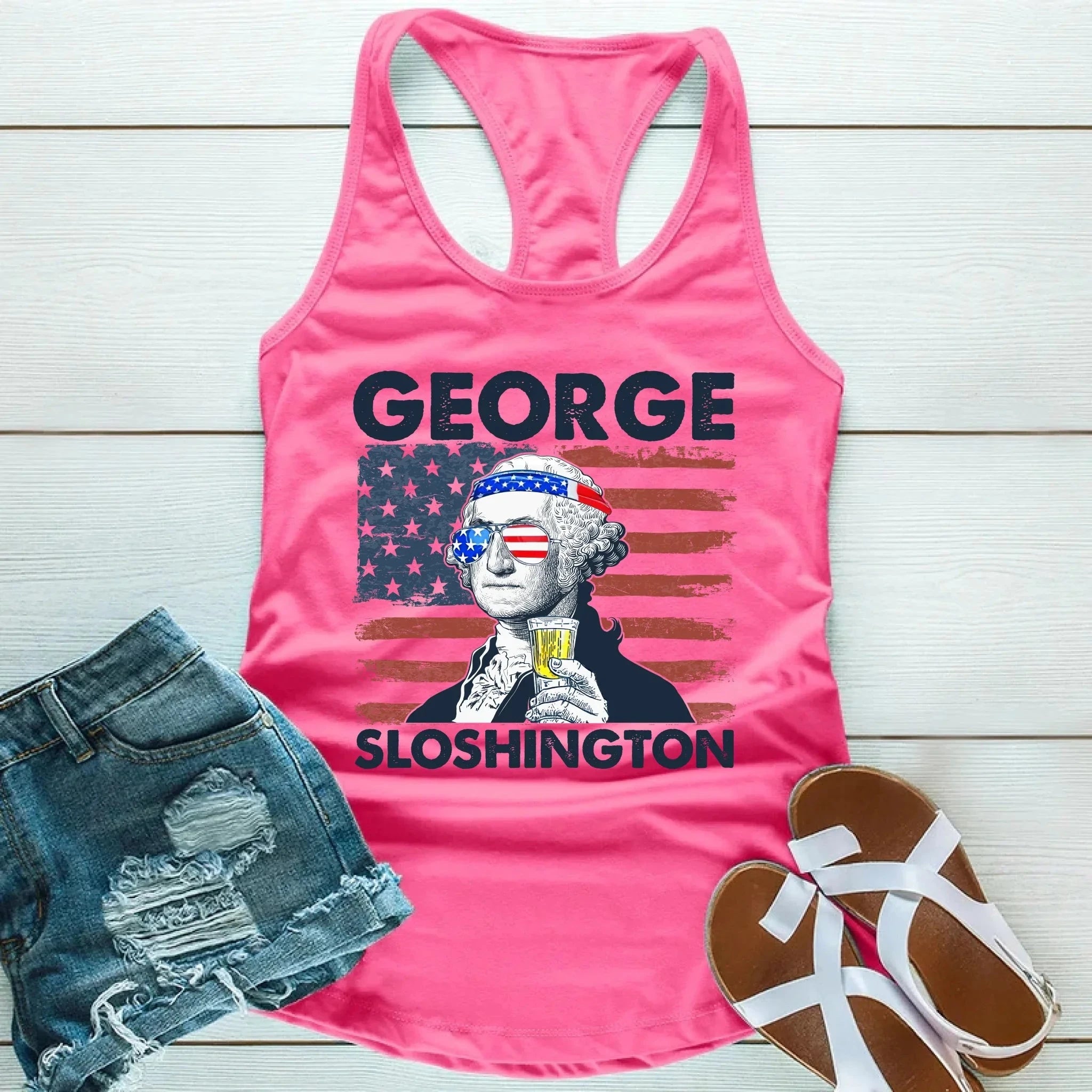 George Sloshington Unisex Tank Top – Founding Father Party Tee Adorb.co