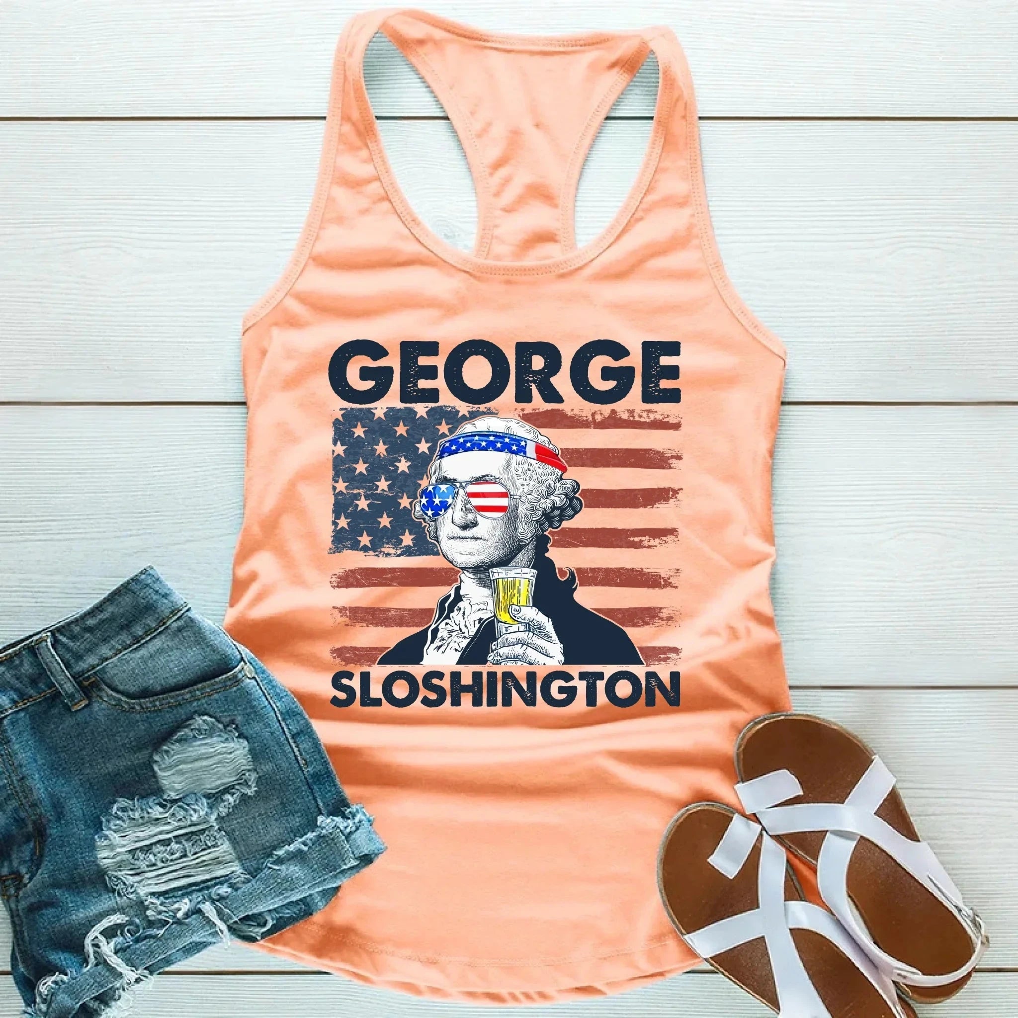 George Sloshington Unisex Tank Top – Founding Father Party Tee Adorb.co