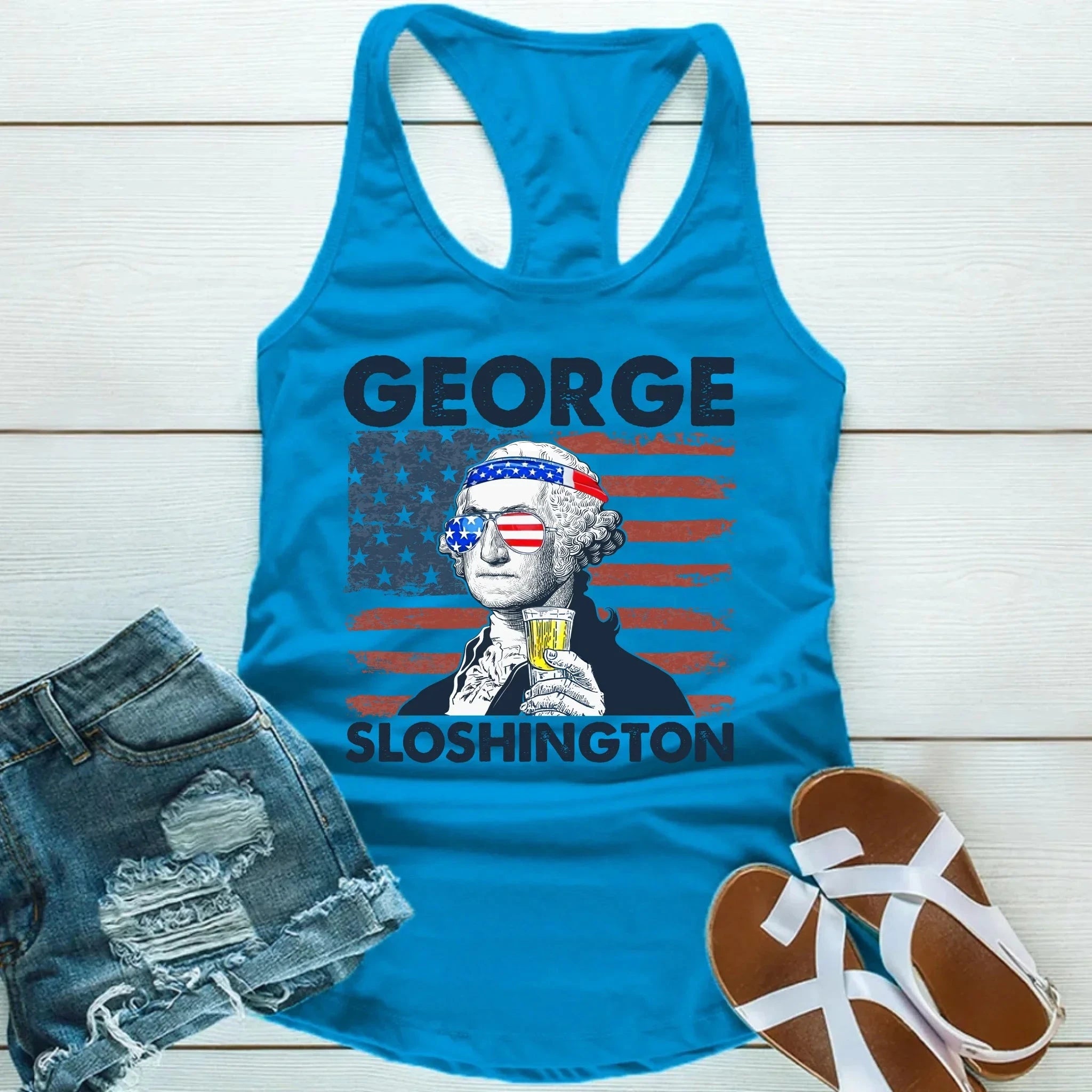 George Sloshington Unisex Tank Top – Founding Father Party Tee Adorb.co