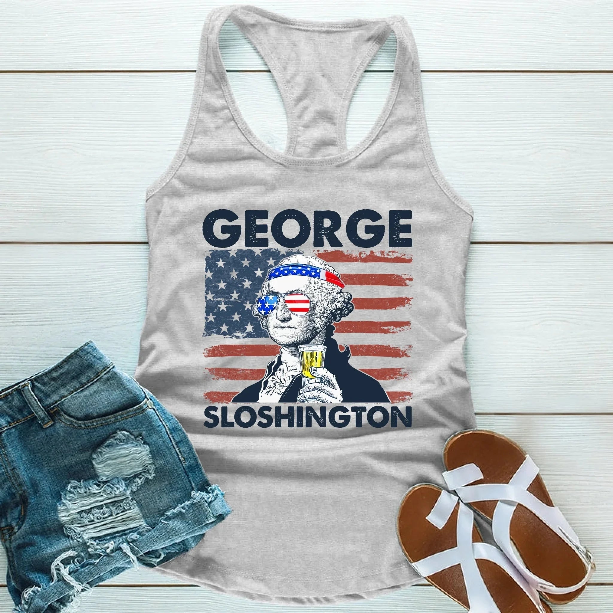 George Sloshington Unisex Tank Top – Founding Father Party Tee Adorb.co