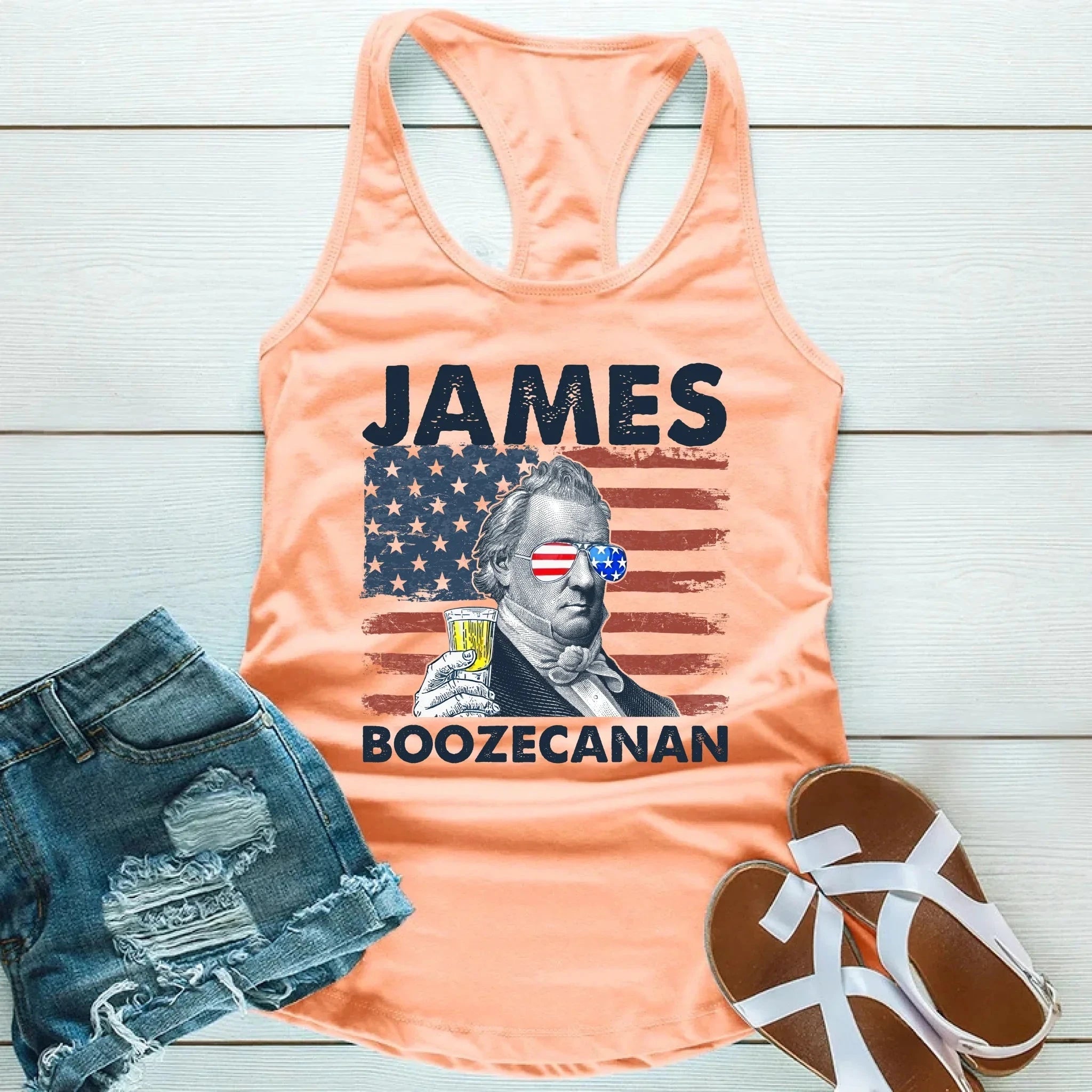 James Boozecanan Unisex Tank Top – Fun 4th of July Drinking Shirt Adorb.co
