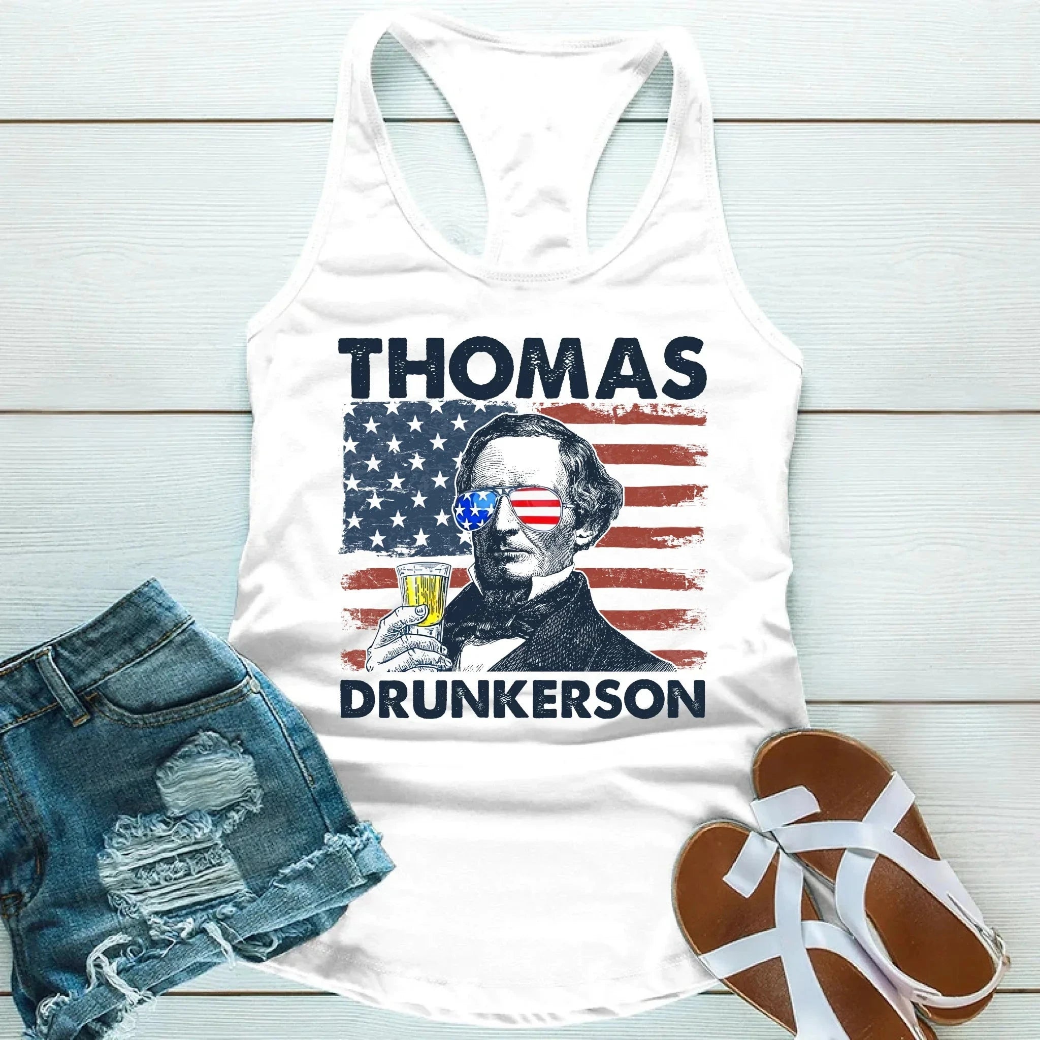 Thomas Drunkerson Unisex Tank Top – 4th of July Founding Father Tee Adorb.co