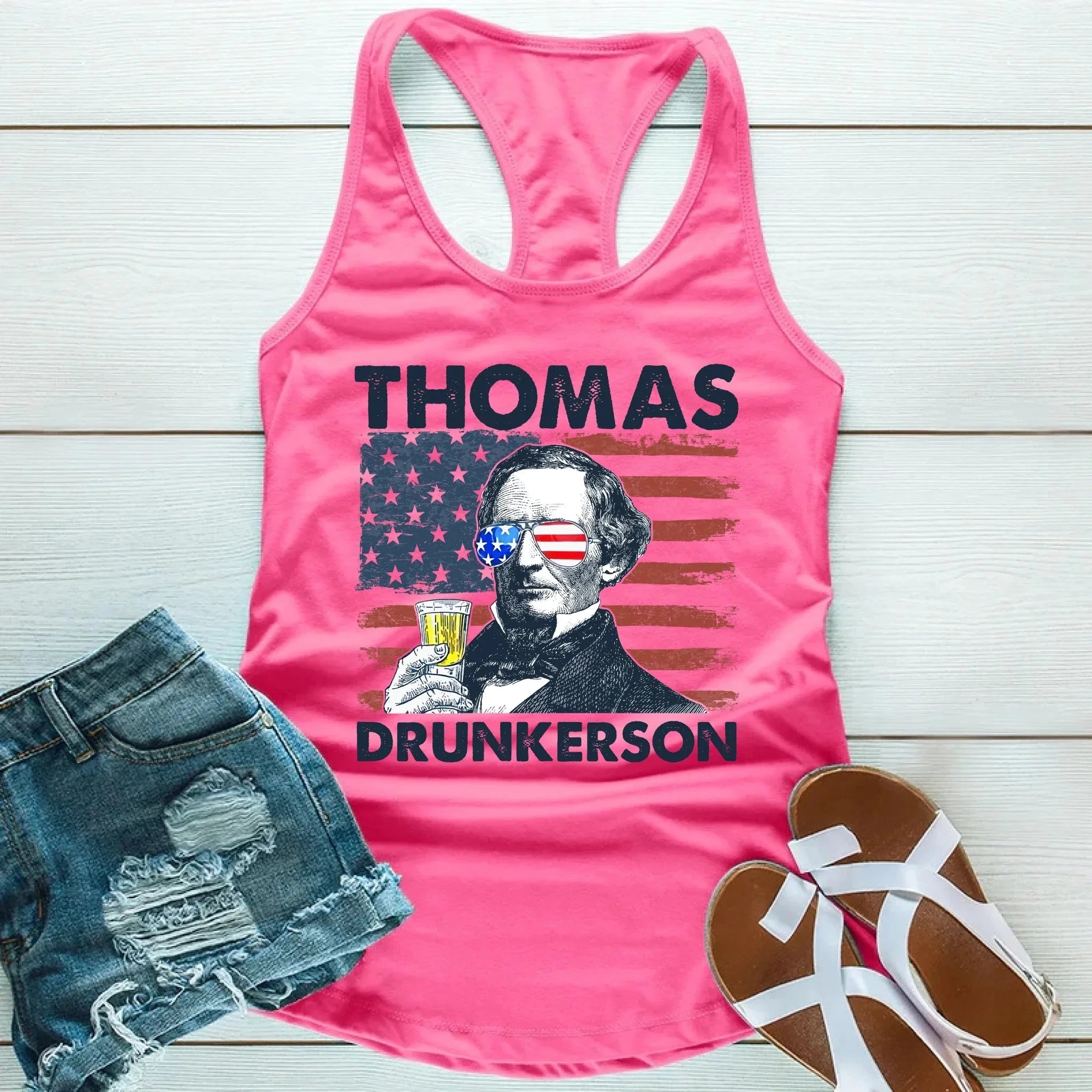 Thomas Drunkerson Unisex Tank Top – 4th of July Founding Father Tee Adorb.co