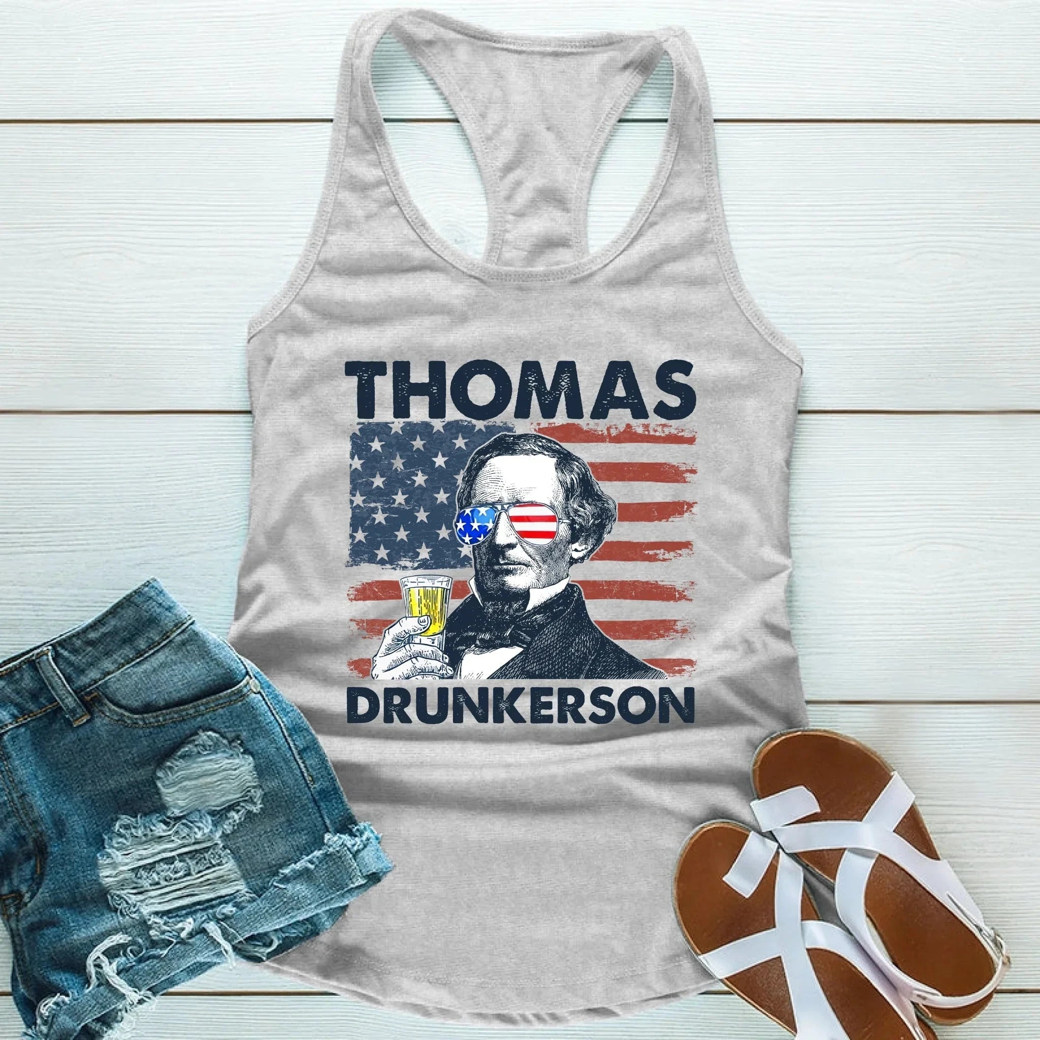 Thomas Drunkerson Unisex Tank Top – 4th of July Founding Father Tee Adorb.co
