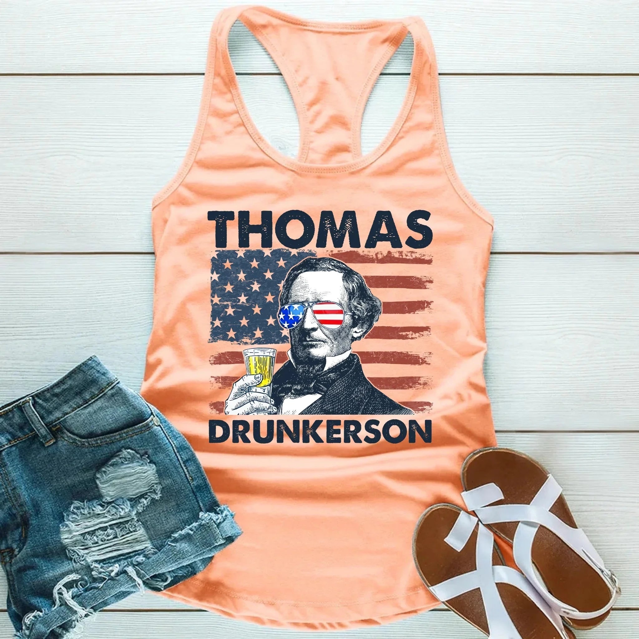 Thomas Drunkerson Unisex Tank Top – 4th of July Founding Father Tee Adorb.co