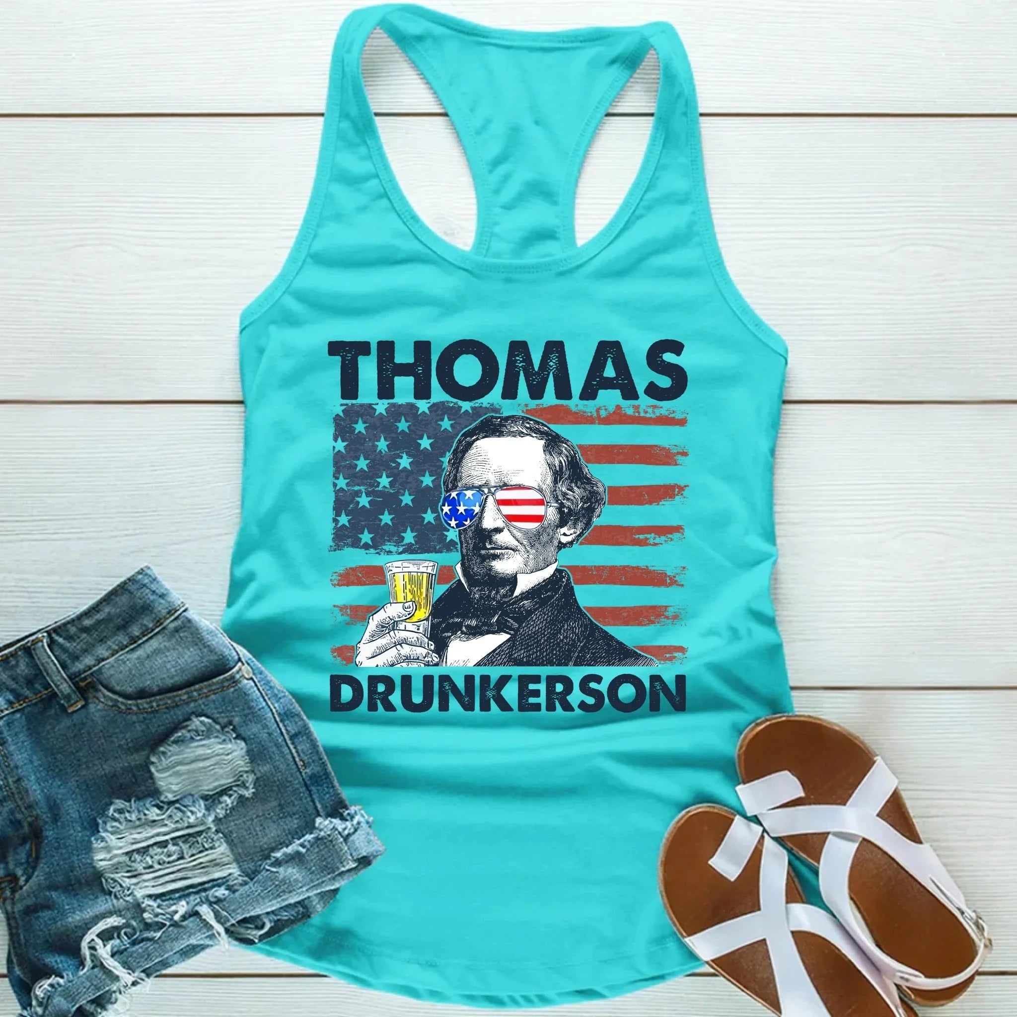 Thomas Drunkerson Unisex Tank Top – 4th of July Founding Father Tee Adorb.co