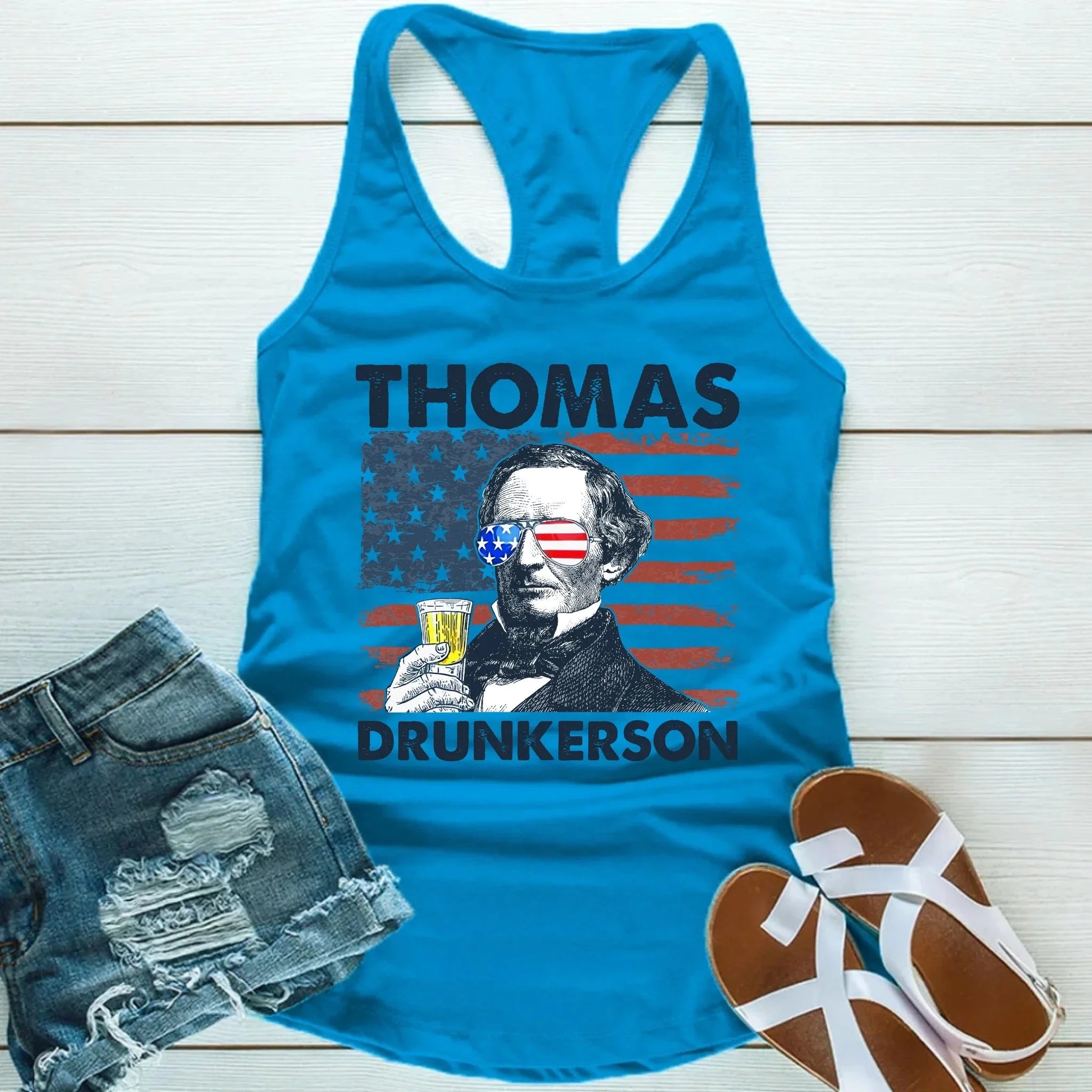 Thomas Drunkerson Unisex Tank Top – 4th of July Founding Father Tee Adorb.co