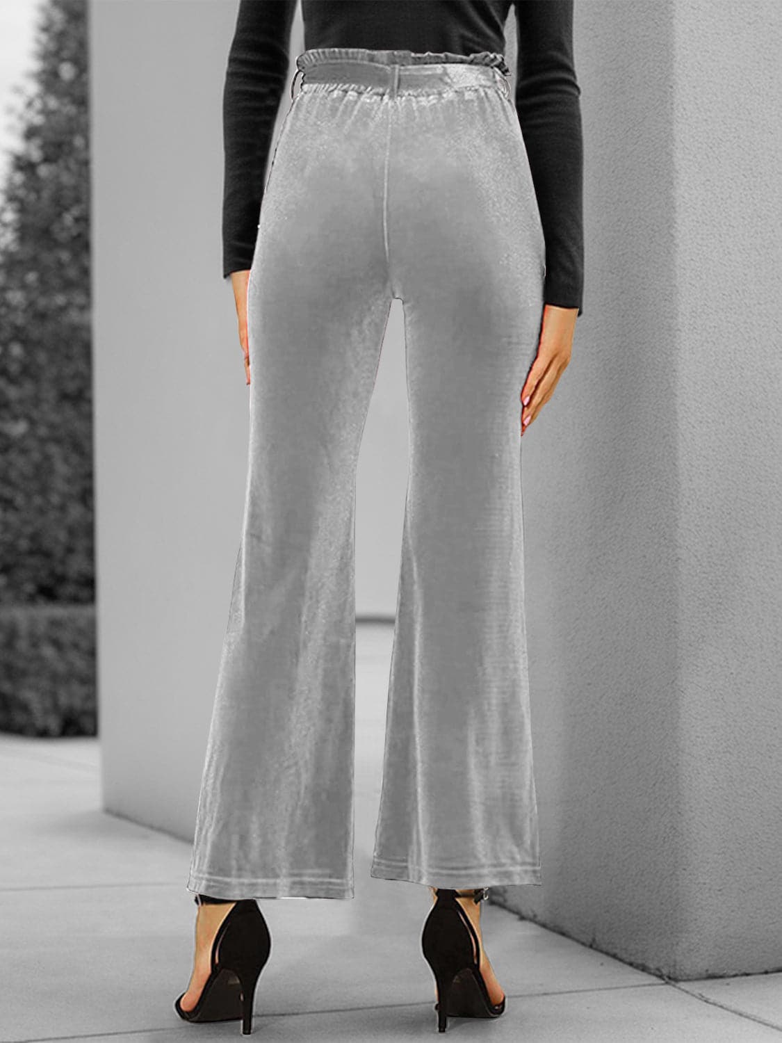 Full Size Tied High Waist Bootcut Pants.