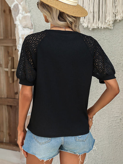 Round Neck Short Sleeve Top.