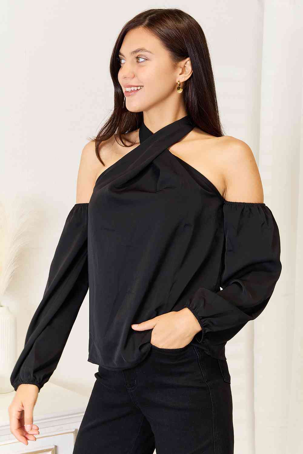 Double Take: Grecian Cold Shoulder Blouse