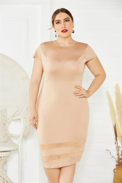 Plus Size Mesh Detail Midi Dress.