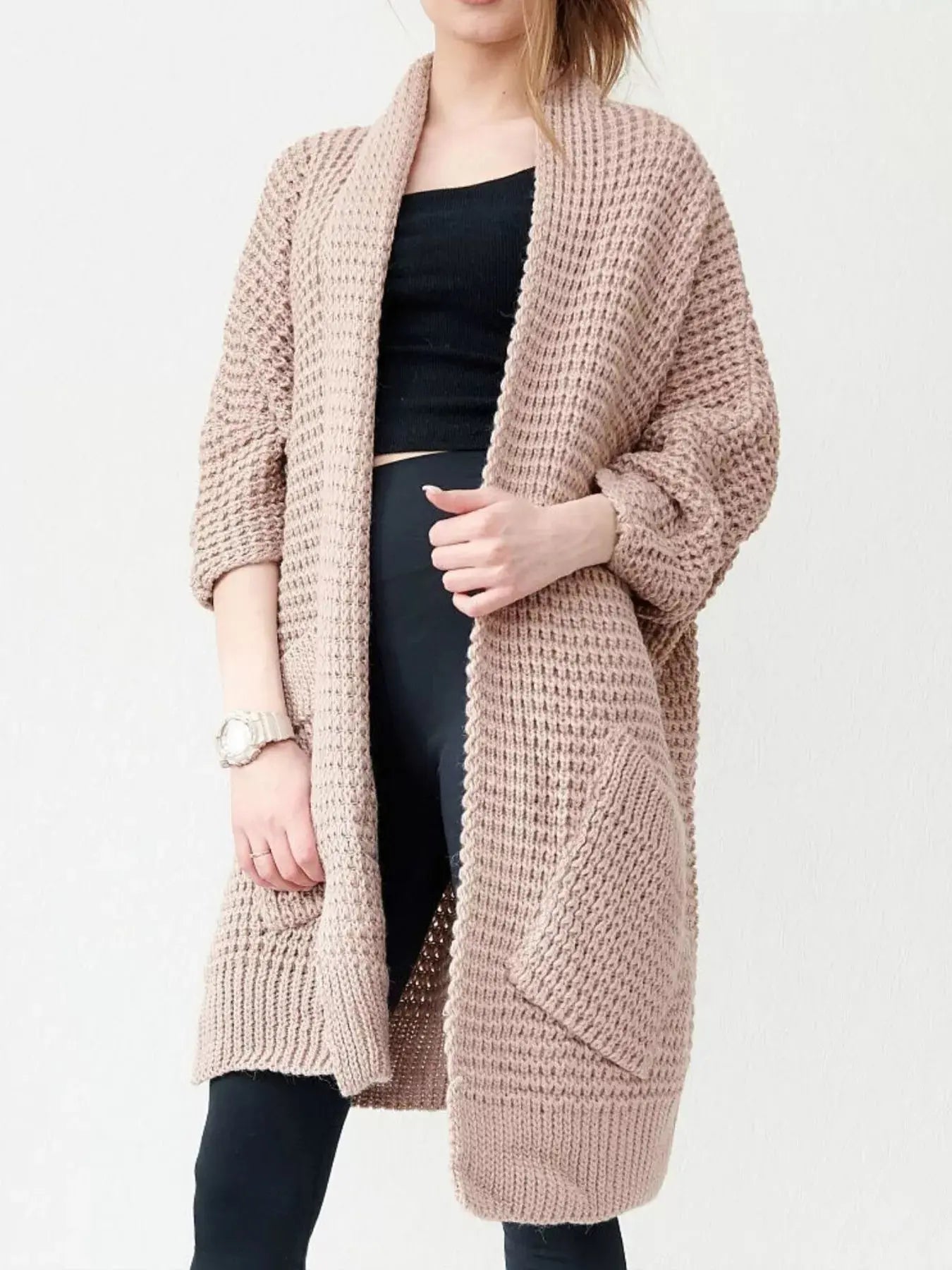 Full Size Chunky Knit Open Front Cardigan Plus Size Simply Love