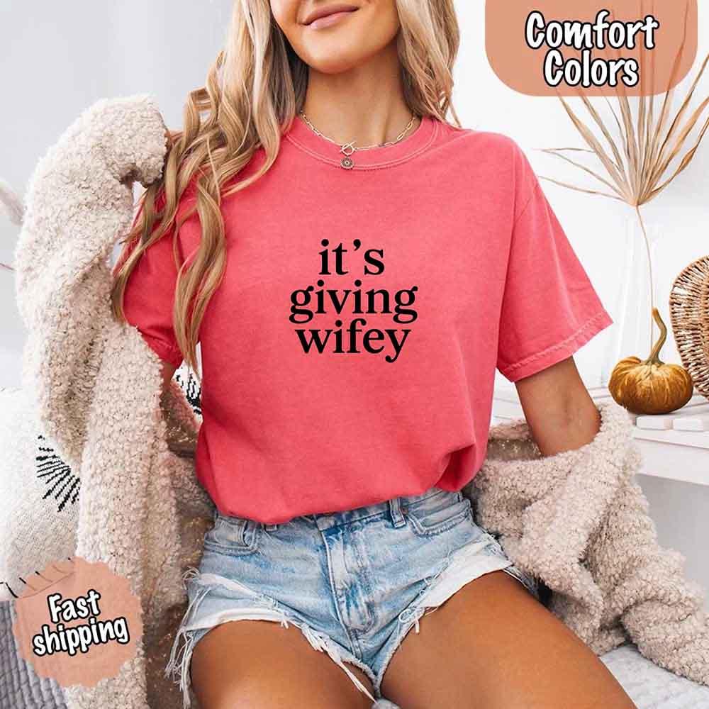 Angled view of the Adorb Custom Tees Wifey shirt, showing the relaxed fit and high-quality garment-dyed material.