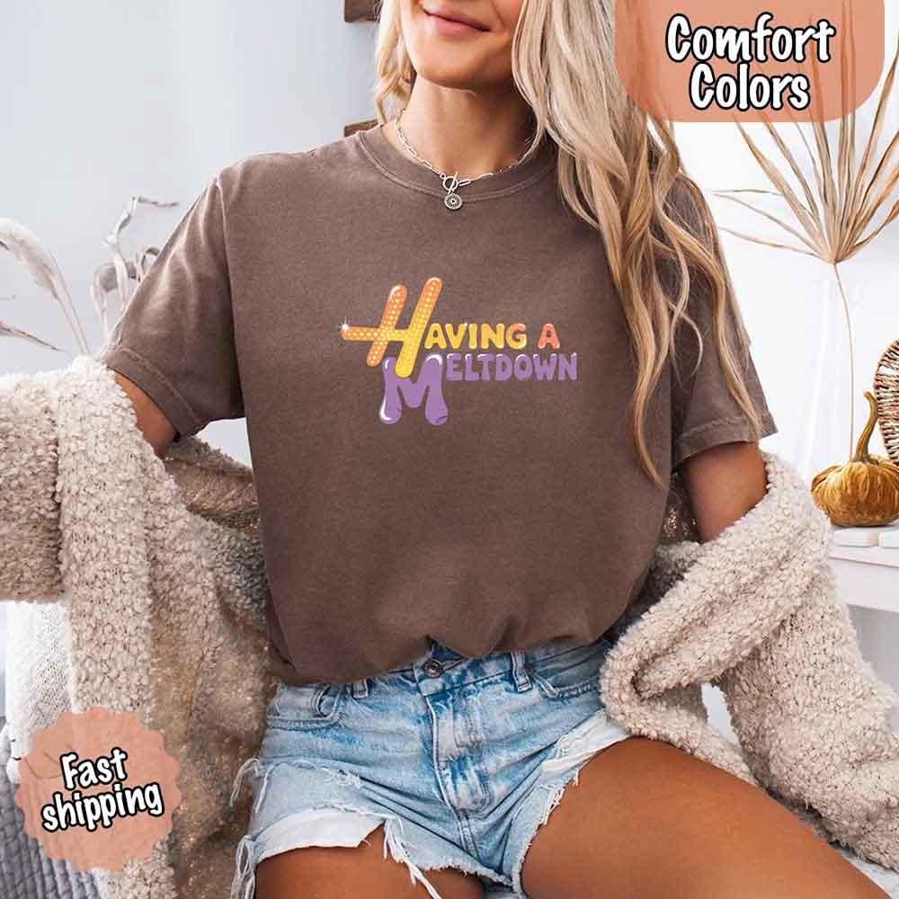 Back view of the Adorb Custom Tees Having A Meltdown Comfort Colors t-shirt, showcasing the solid color and quality stitching