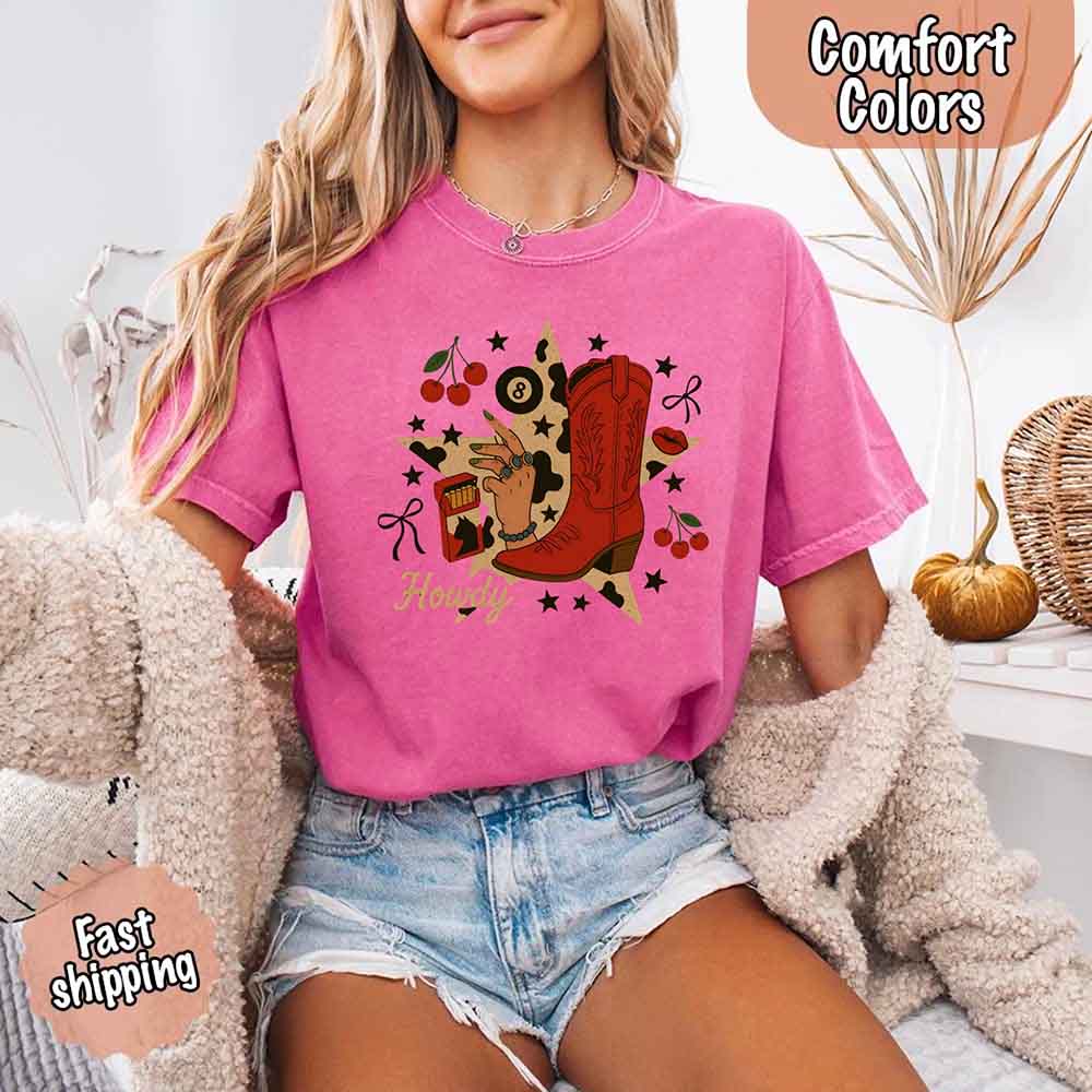 Howdy Cowgirl Star Collage Color Comfort Shirt Adorb.co
