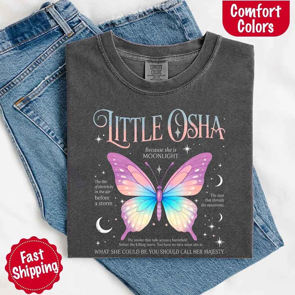 Adorb Custom Tees Butterfly Dreamscape Comfort Colors T-Shirt, a detailed view of the unique butterfly artwork on the chest.