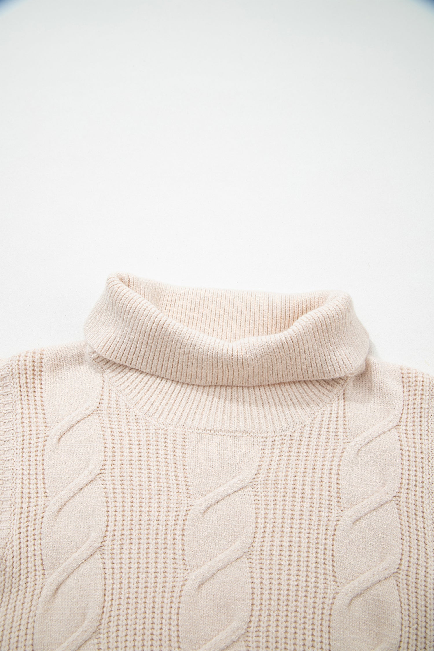Jet Stream Cable Knit Turtleneck Ruffled Short Sleeve Sweater Dear-Lover Dropshipping