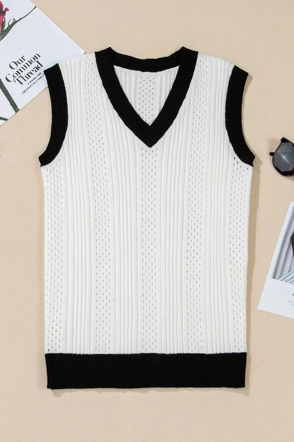 Simply Love: Knit Vest - Eyelet Trim Simply Love