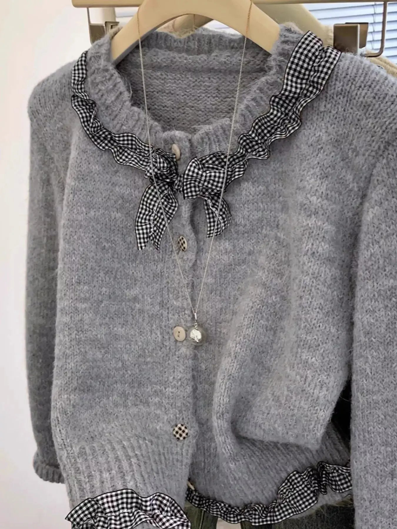 Ruffle Trim Button Up Cardigan Simply Love