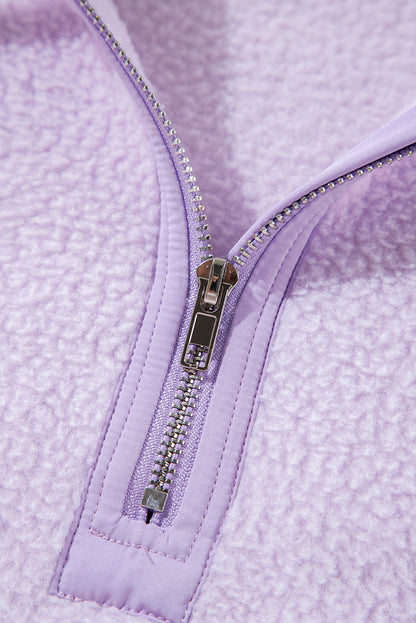 Cozy Lavendula fuzzy drawstring hoodie with zipped pocket