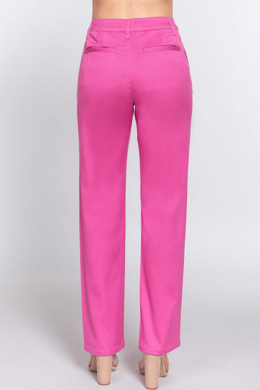 ACTIVE BASIC High Waist Straight Twill Pants.