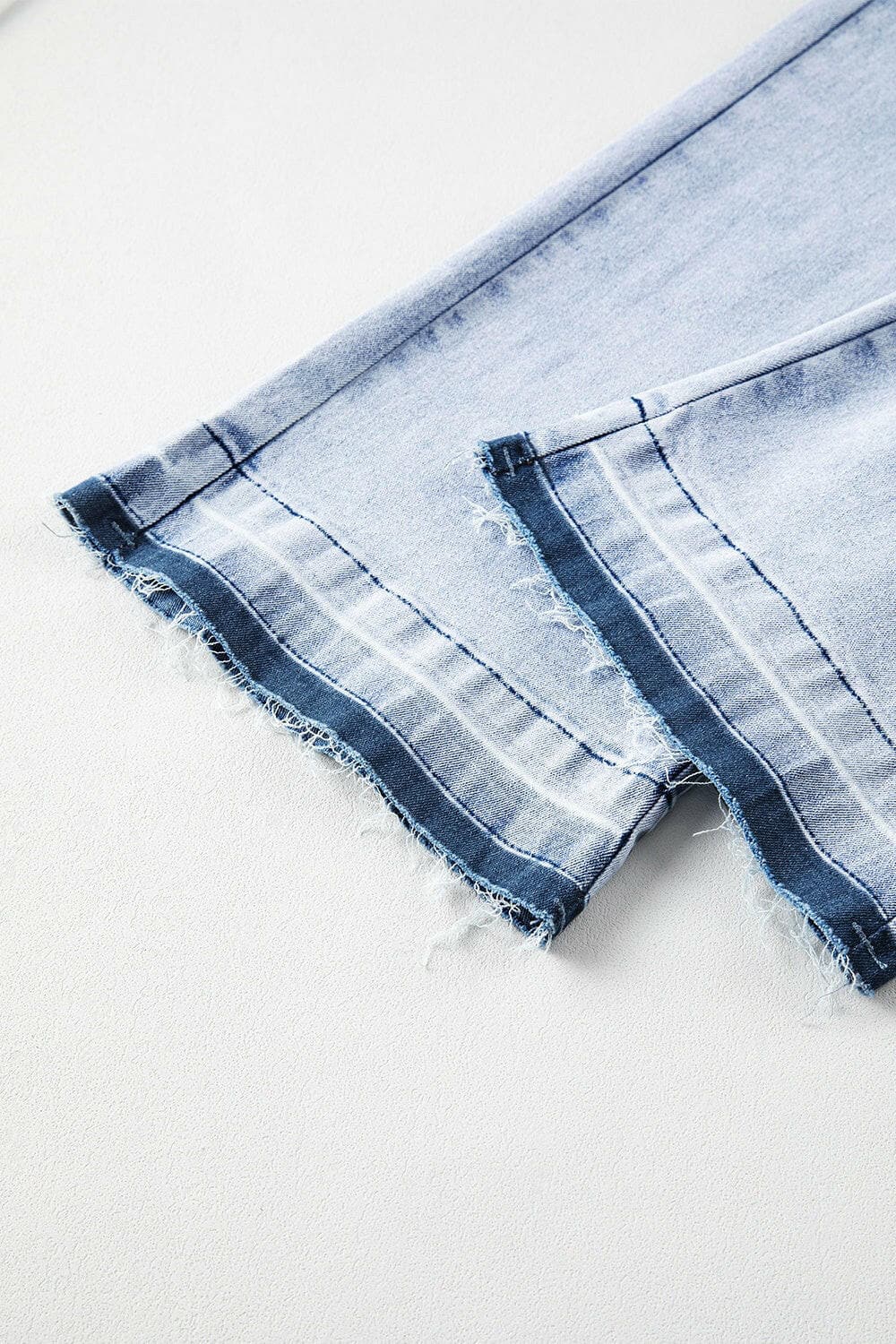 Raw Hem Straight Jeans with Pockets.