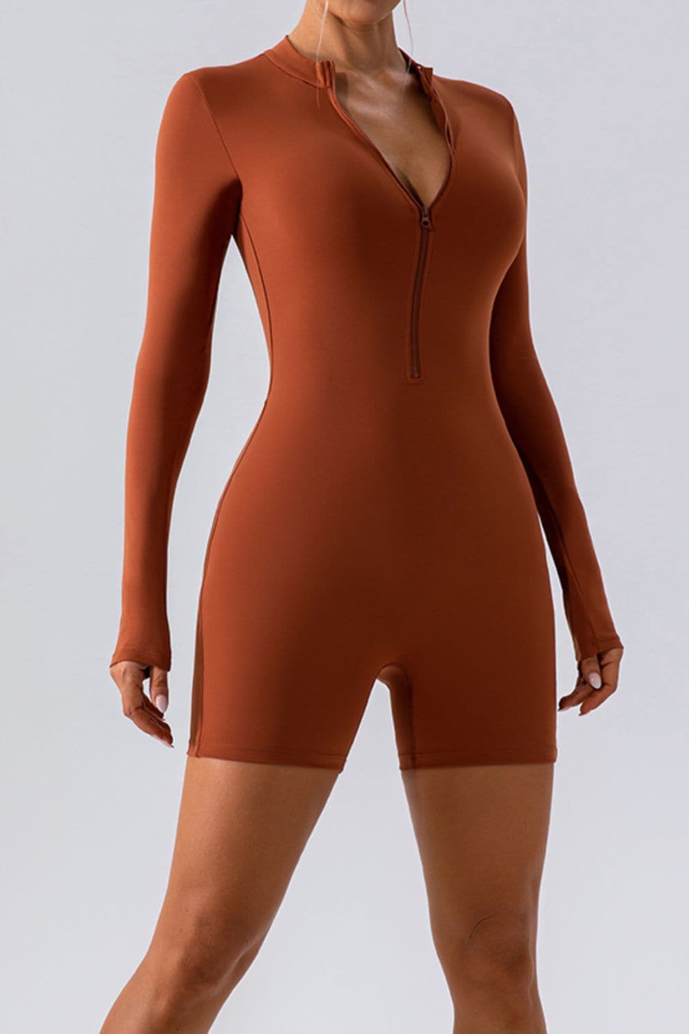 Half Zip Long Sleeve Active Romper.