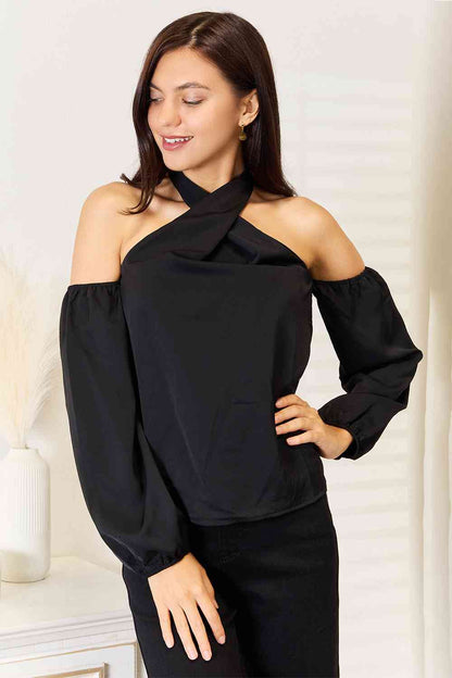 Double Take: Grecian Cold Shoulder Blouse