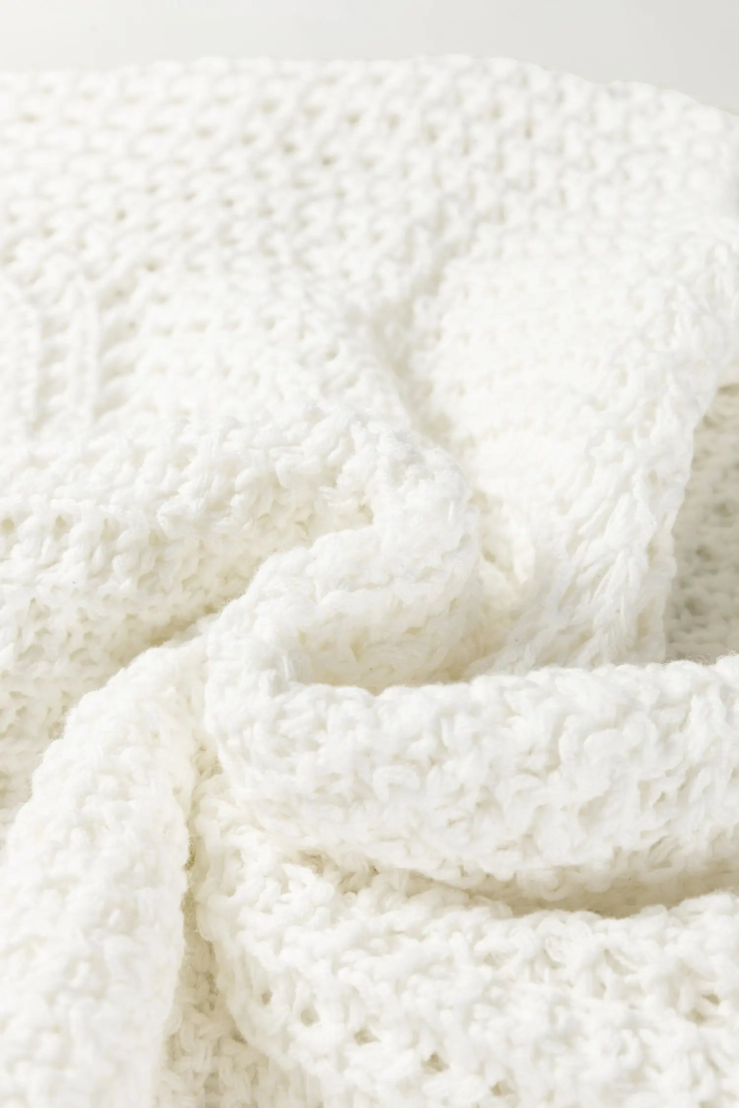 White Hollowed Detail Wide Sleeve Loose Pullover Sweater Dear-Lover Dropshipping