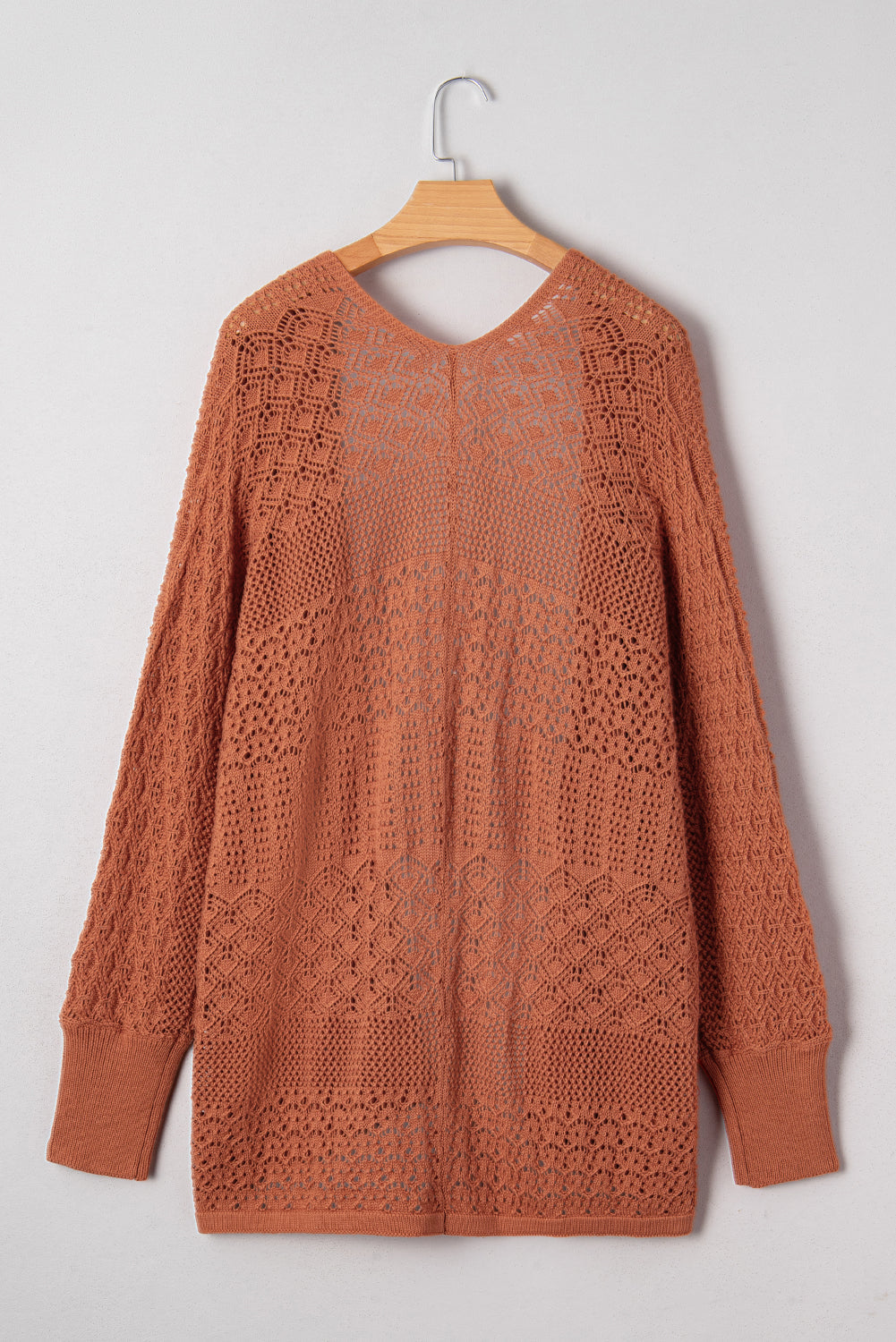 Redwood Burl Mixed Pattern Knitted Open Front Plus Cardigan Dear-Lover Dropshipping