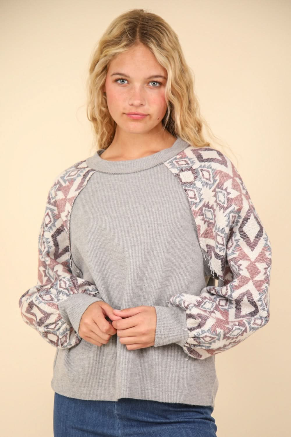 Very J printed knit top - long sleeve