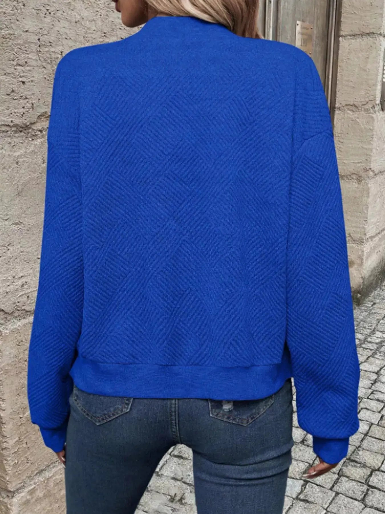 Textured Knit Zip-Up Bomber Jacket Simply Love