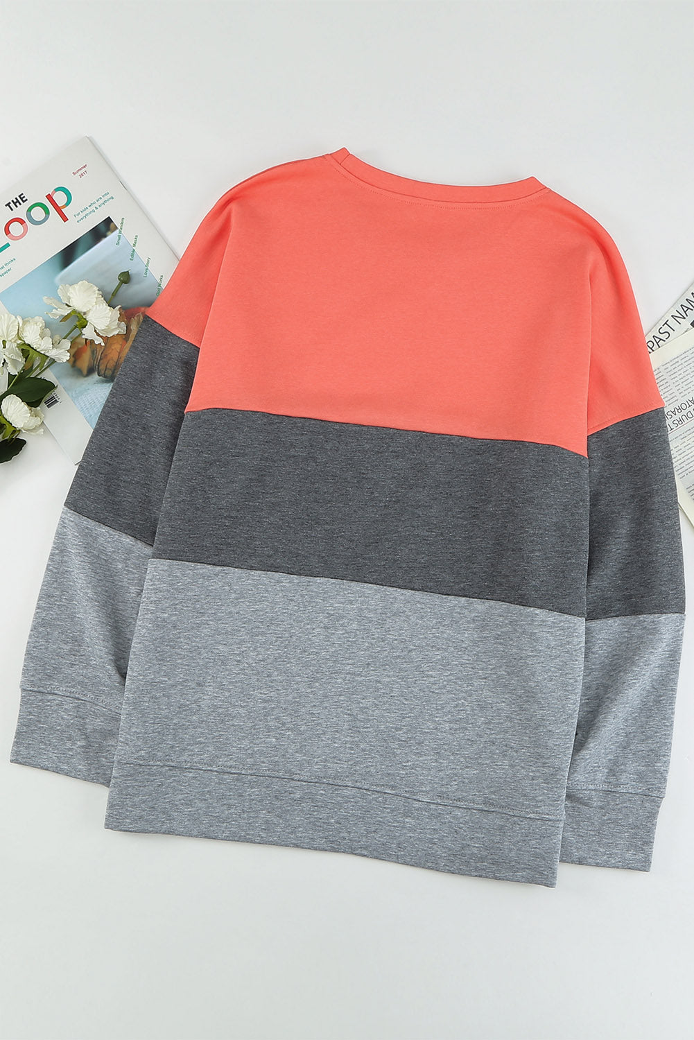 Chic gray colorblock plus size sweatshirt