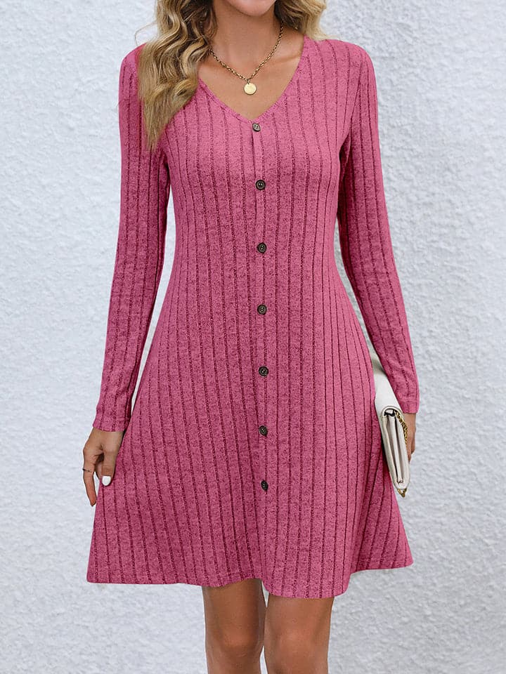 V-Neck Long Sleeve Mini Dress.