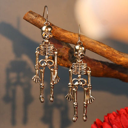 Skeleton Alloy Earrings - 2.8 in