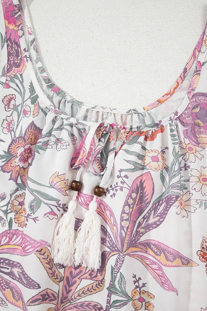 Simply Love: Floral Tie-Neck Mini Dress