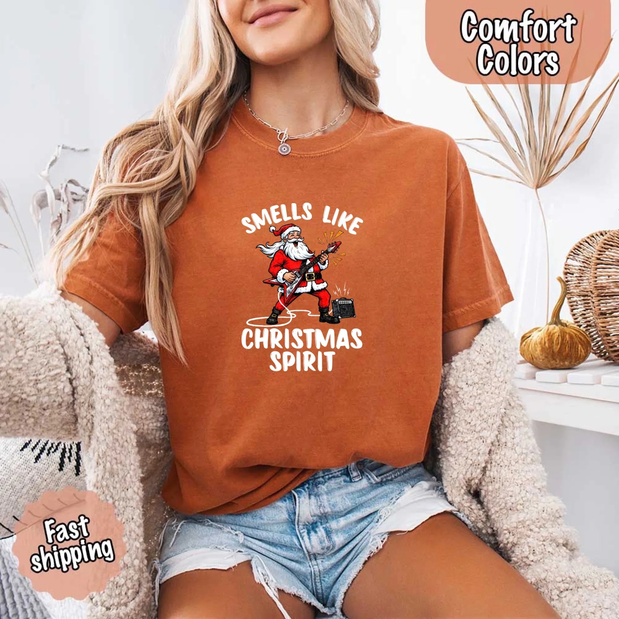 Smells Like Christmas Spirit Funny Santa Comfort Colors T-shirt Adorb Custom Tees