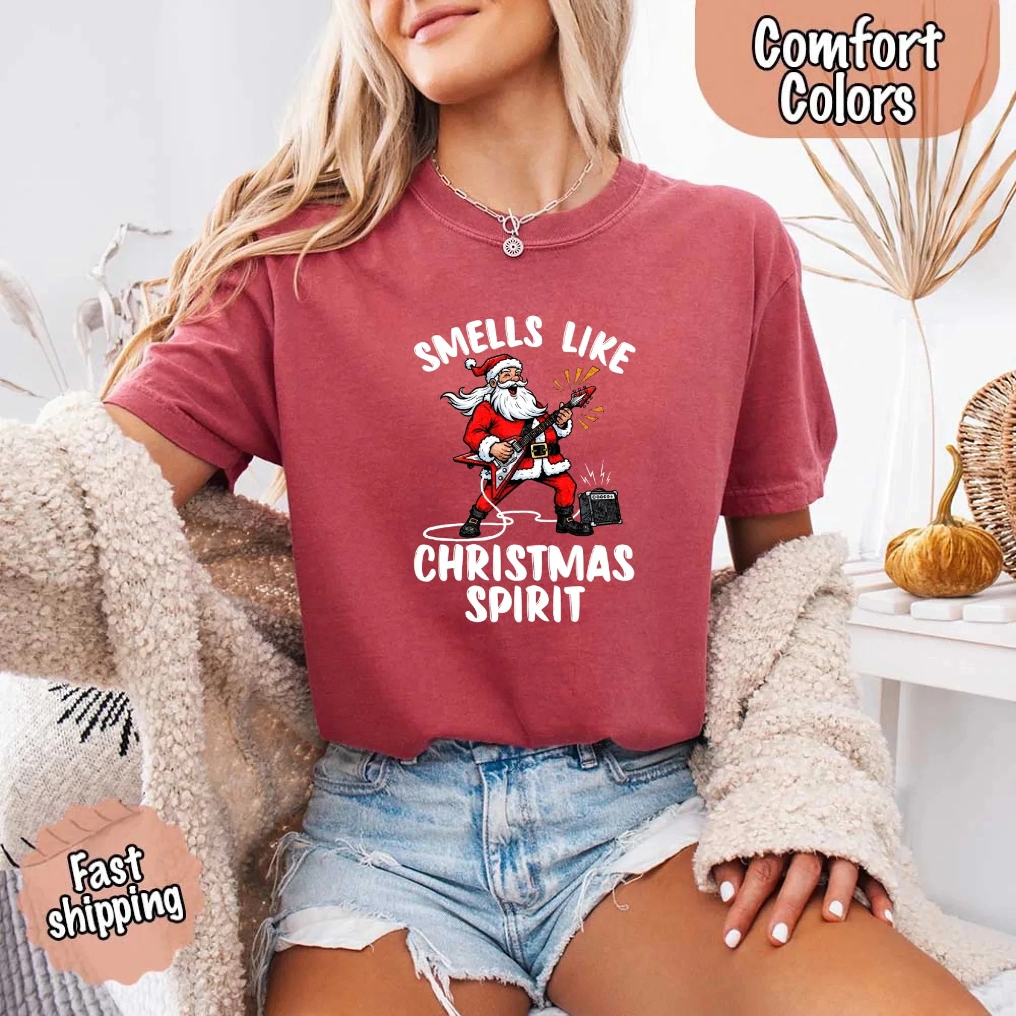 Smells Like Christmas Spirit Funny Santa Comfort Colors T-shirt Adorb Custom Tees