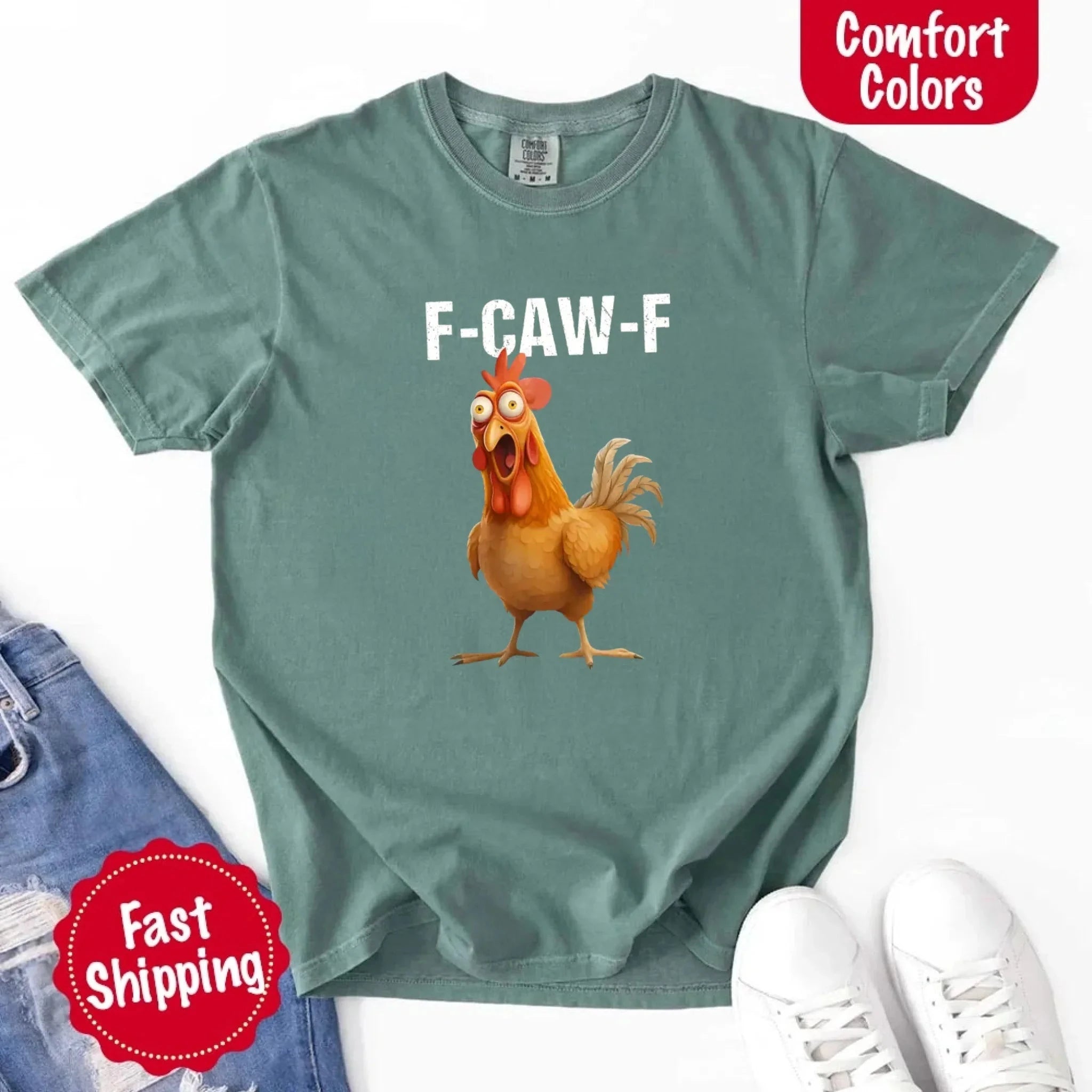 Funny F Caw F Rooster Comfort Colors T Shirt Graphic Tee Adorb Custom Tees