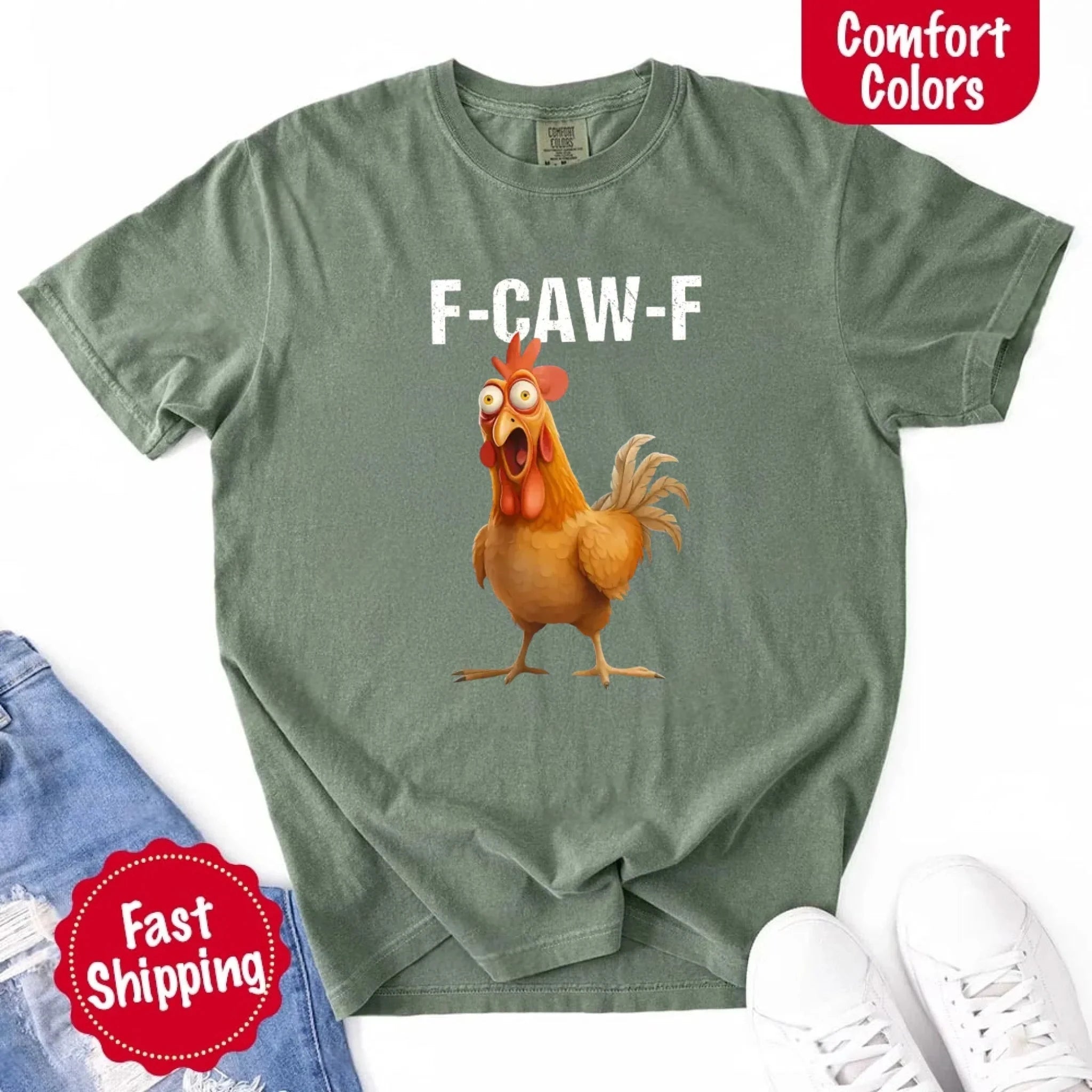 Funny F Caw F Rooster Comfort Colors T Shirt Graphic Tee Adorb Custom Tees