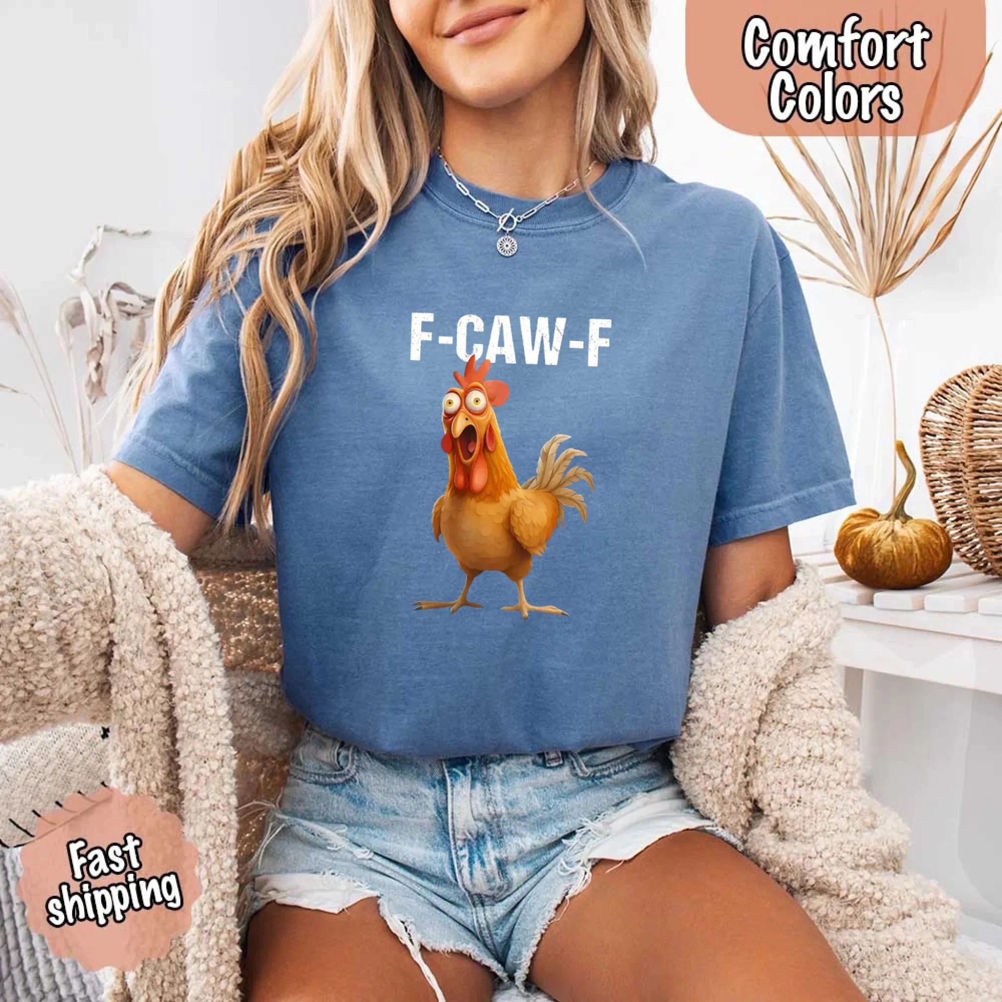 Funny F Caw F Rooster Comfort Colors T Shirt Graphic Tee Adorb Custom Tees