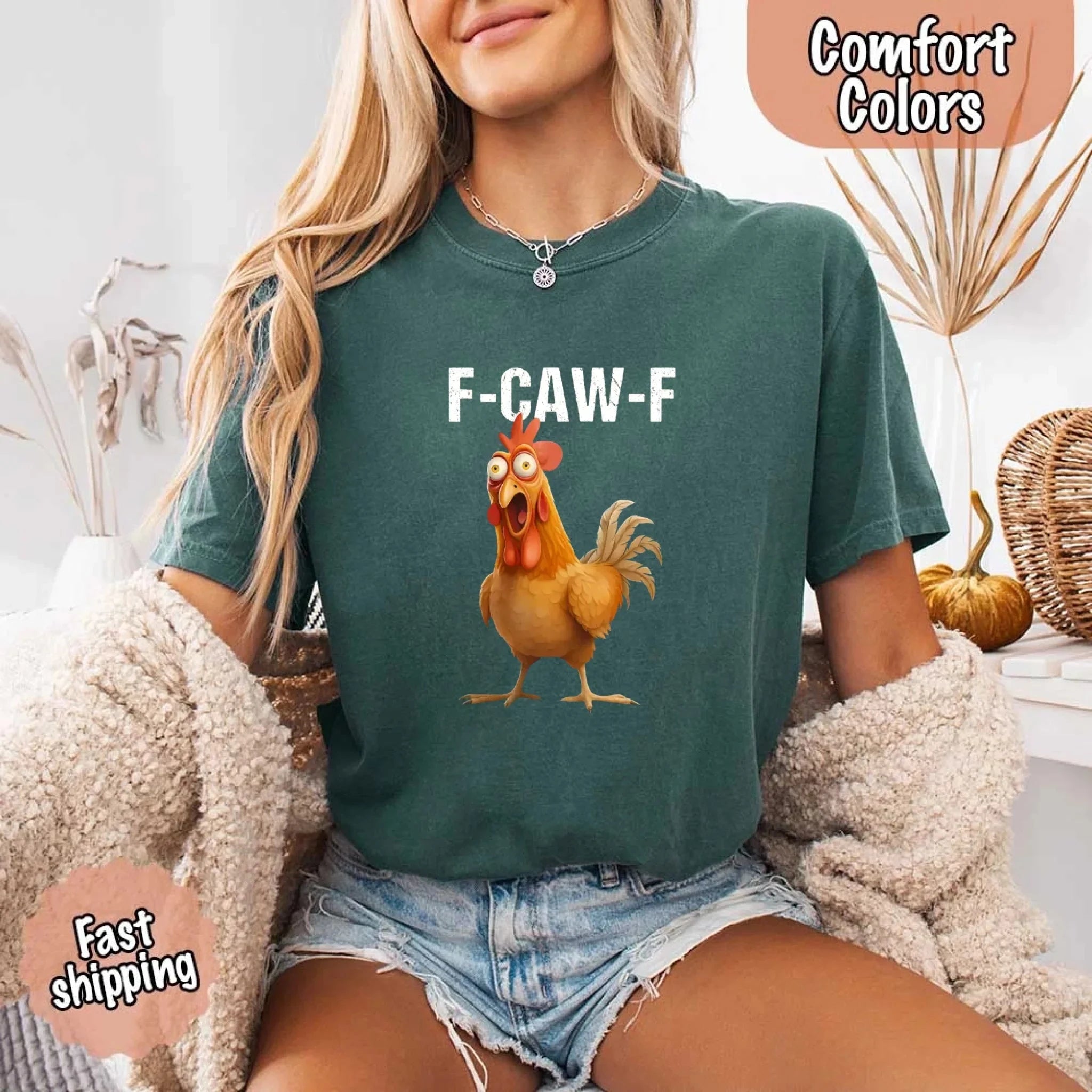 Funny F Caw F Rooster Comfort Colors T Shirt Graphic Tee Adorb Custom Tees