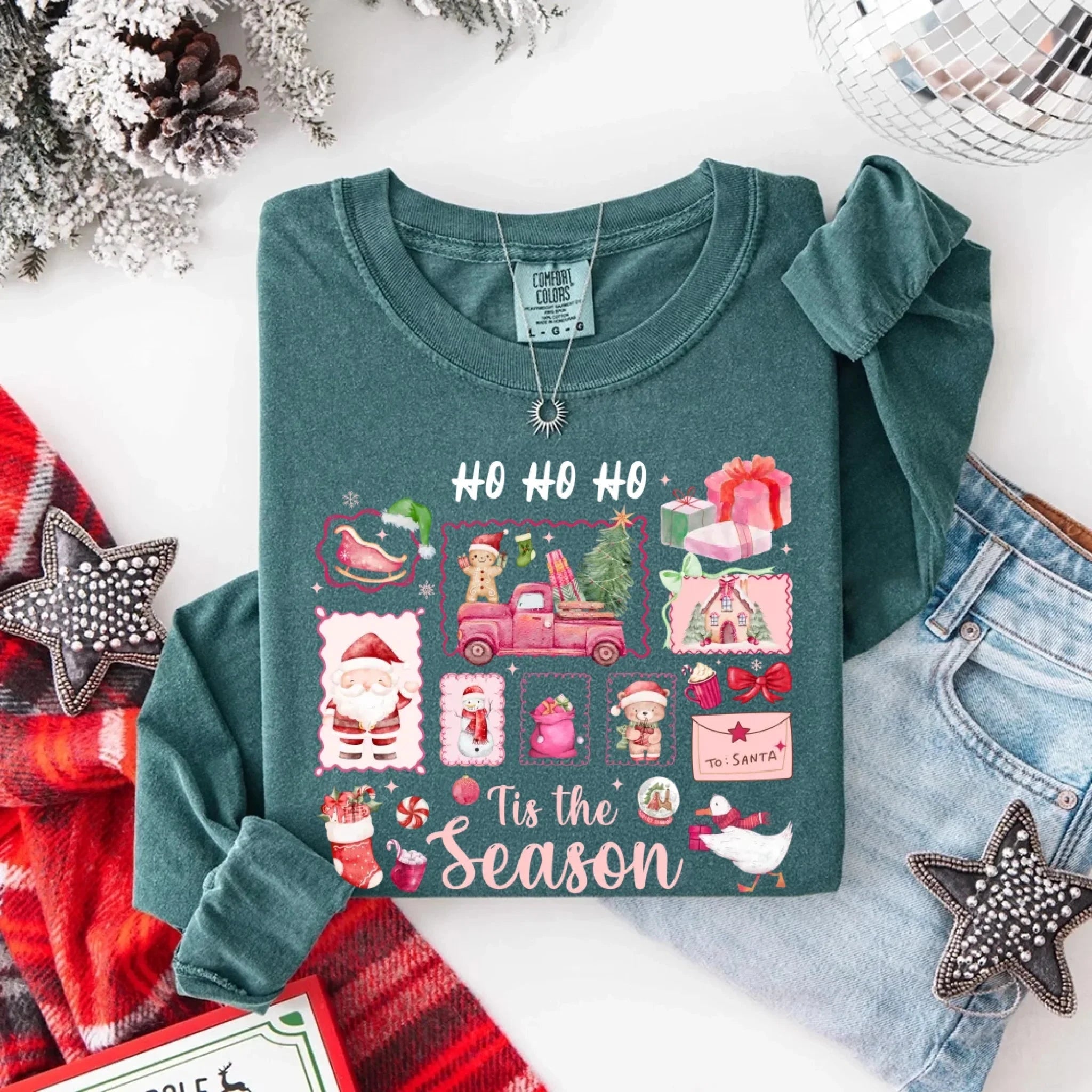 Comfort Colors Long Sleeve Ho Ho Ho Tis The Season Christmas Shirt Adorb Custom Tees