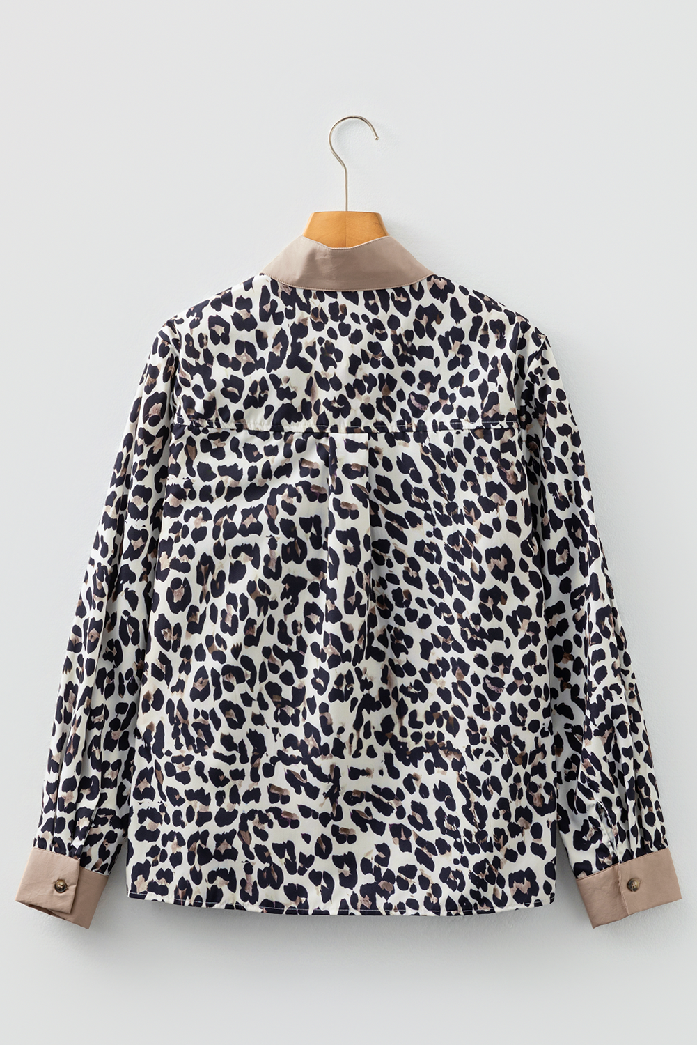 Multicolour Leopard Print Patchwork Cuffs Button Collared Top Dear-Lover Dropshipping