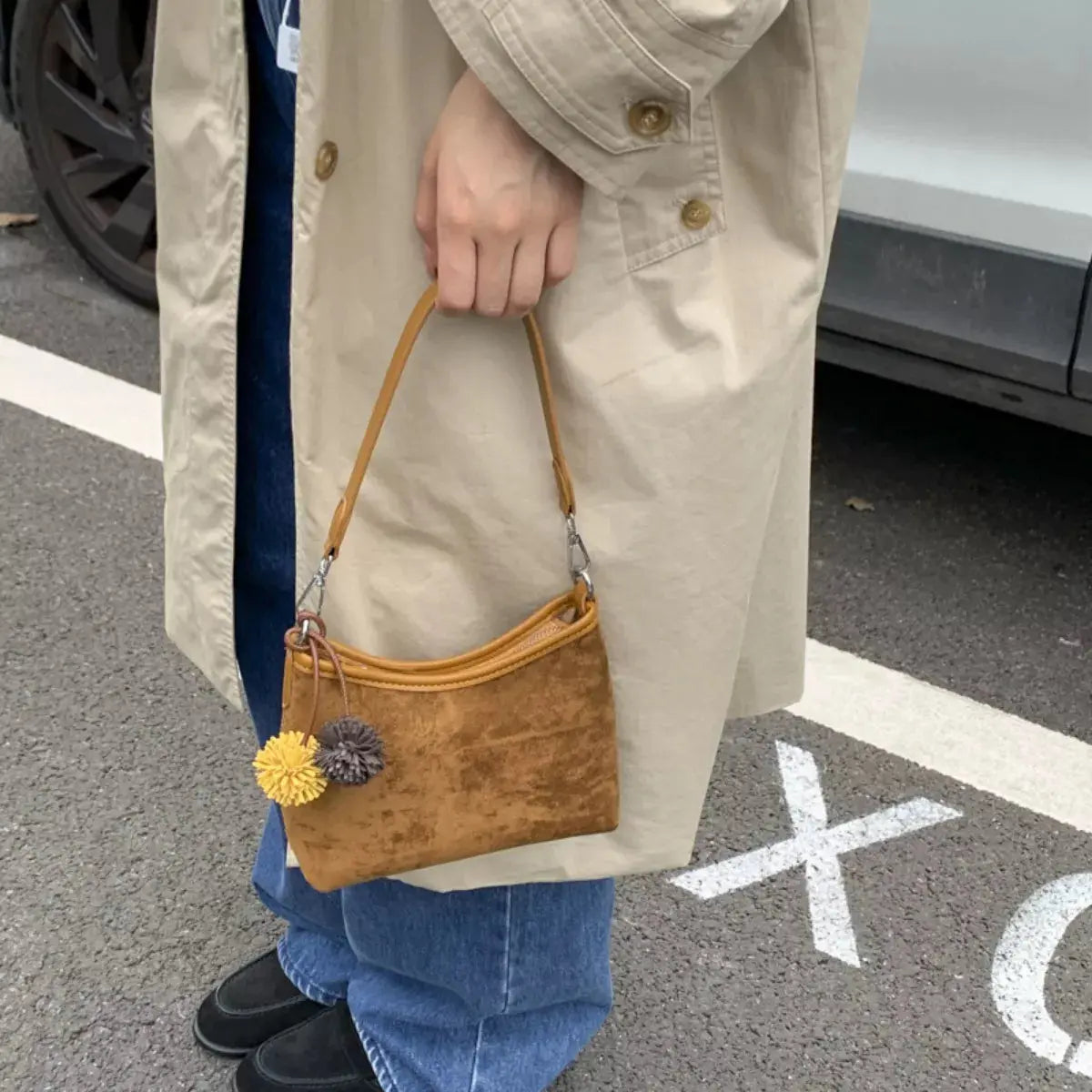 Suede Crossbody Bag with Adjustable Shoulder Strap Simply Love