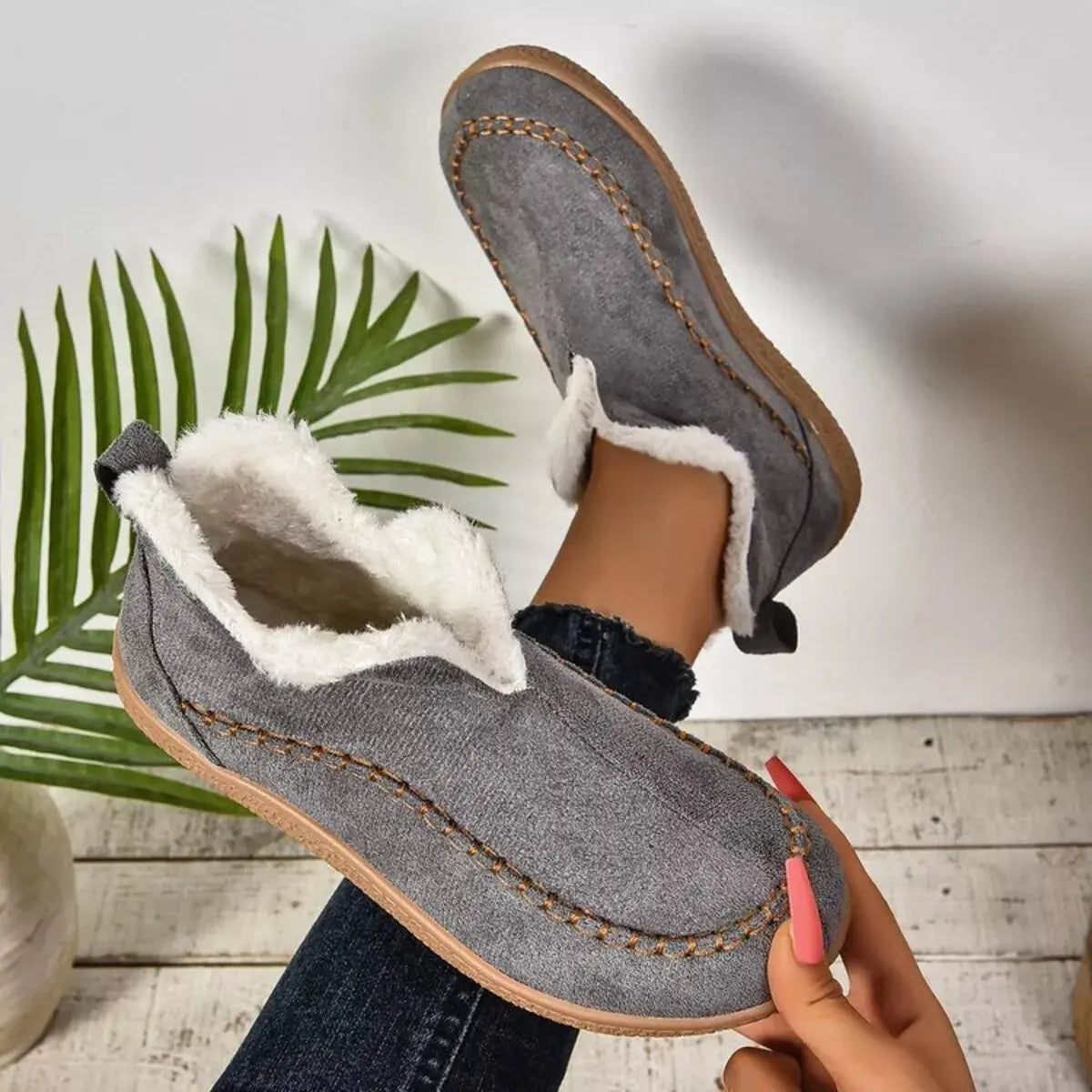 Round Toe Sherpa-Lined Slip-Ons Simply Love