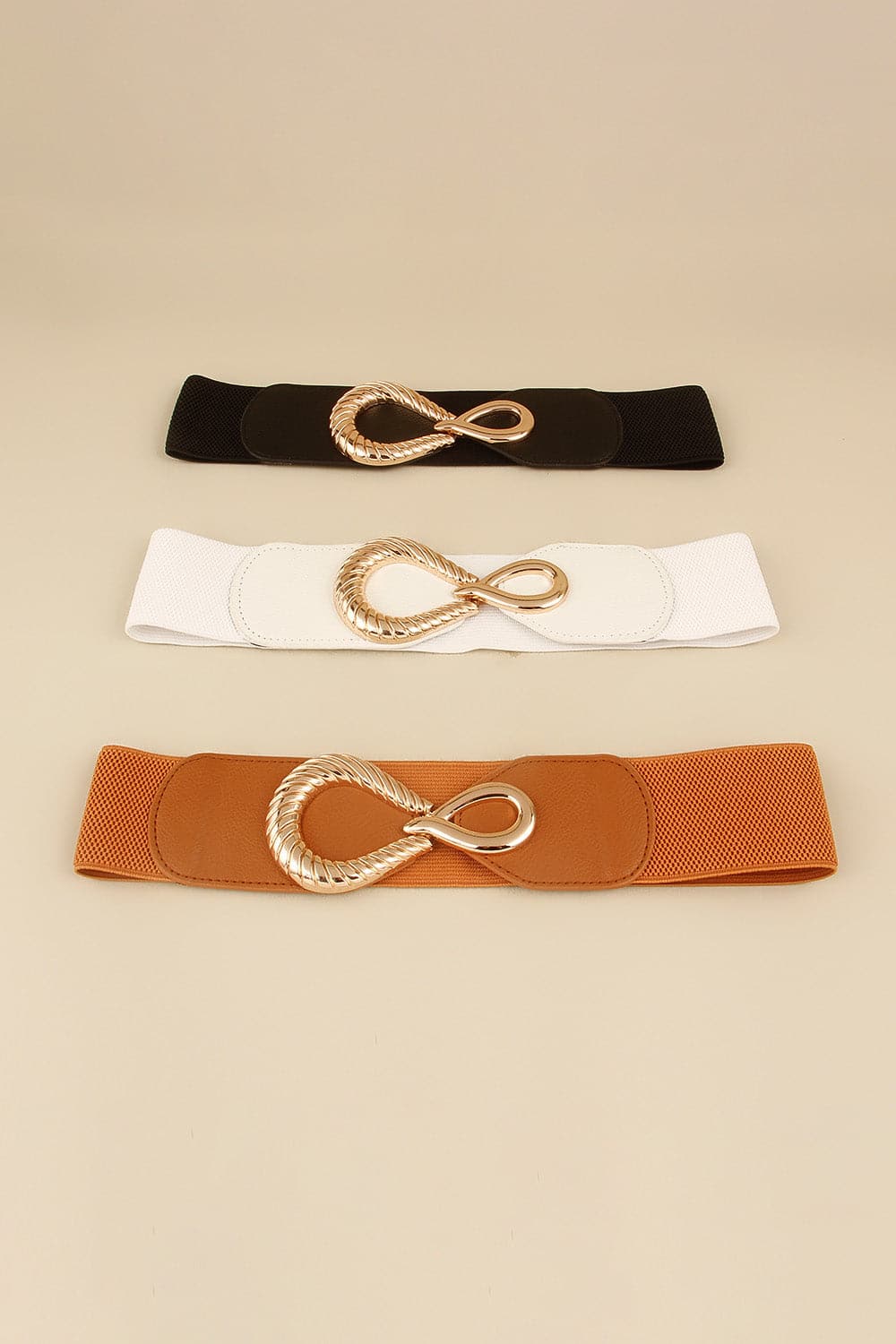 Ribbed Alloy Buckle Elastic Belt.